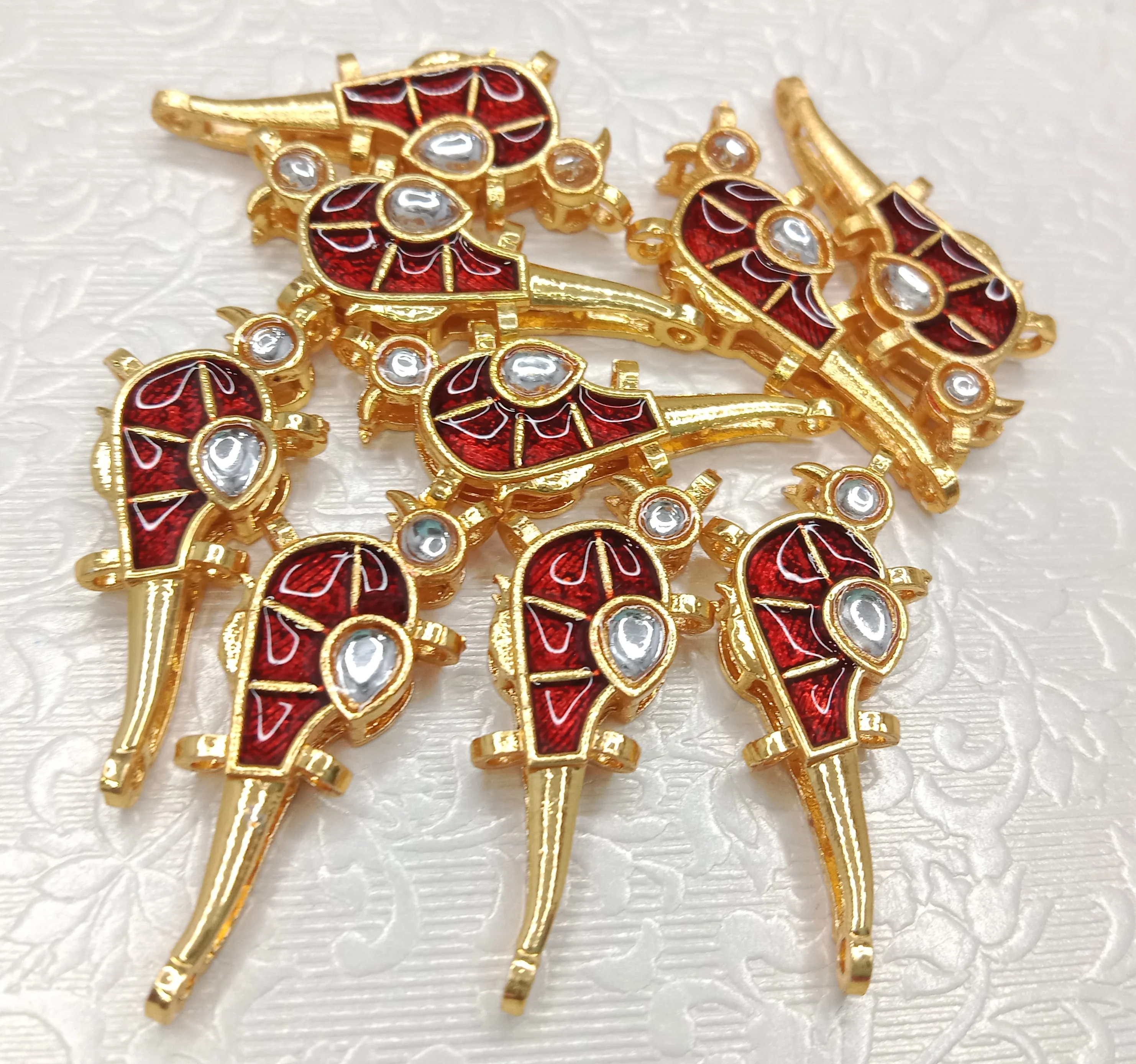Meenakari parrot design kundan connectors 20pcs