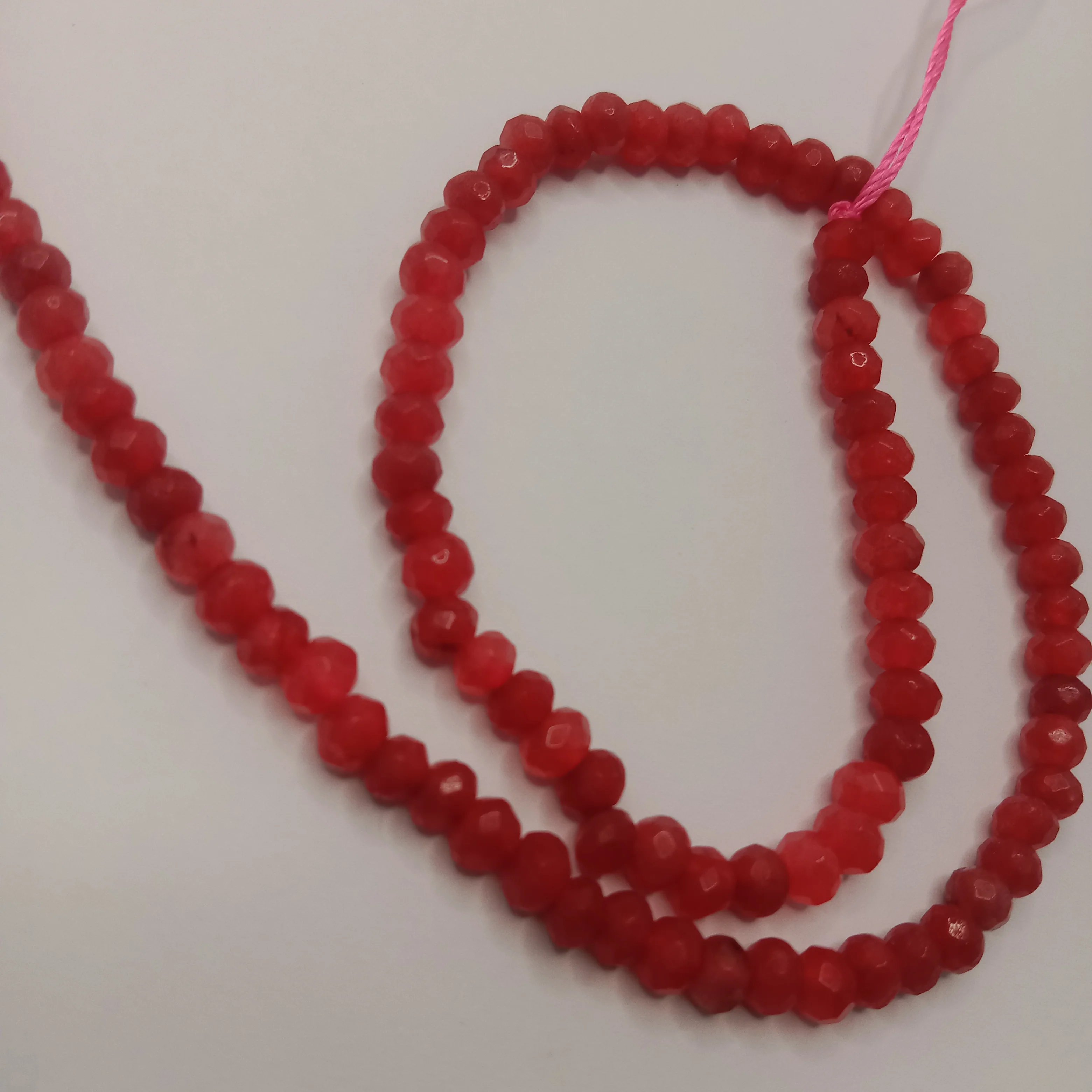 Tomato red High Quality agateRondell Beads  4mm 1 string
