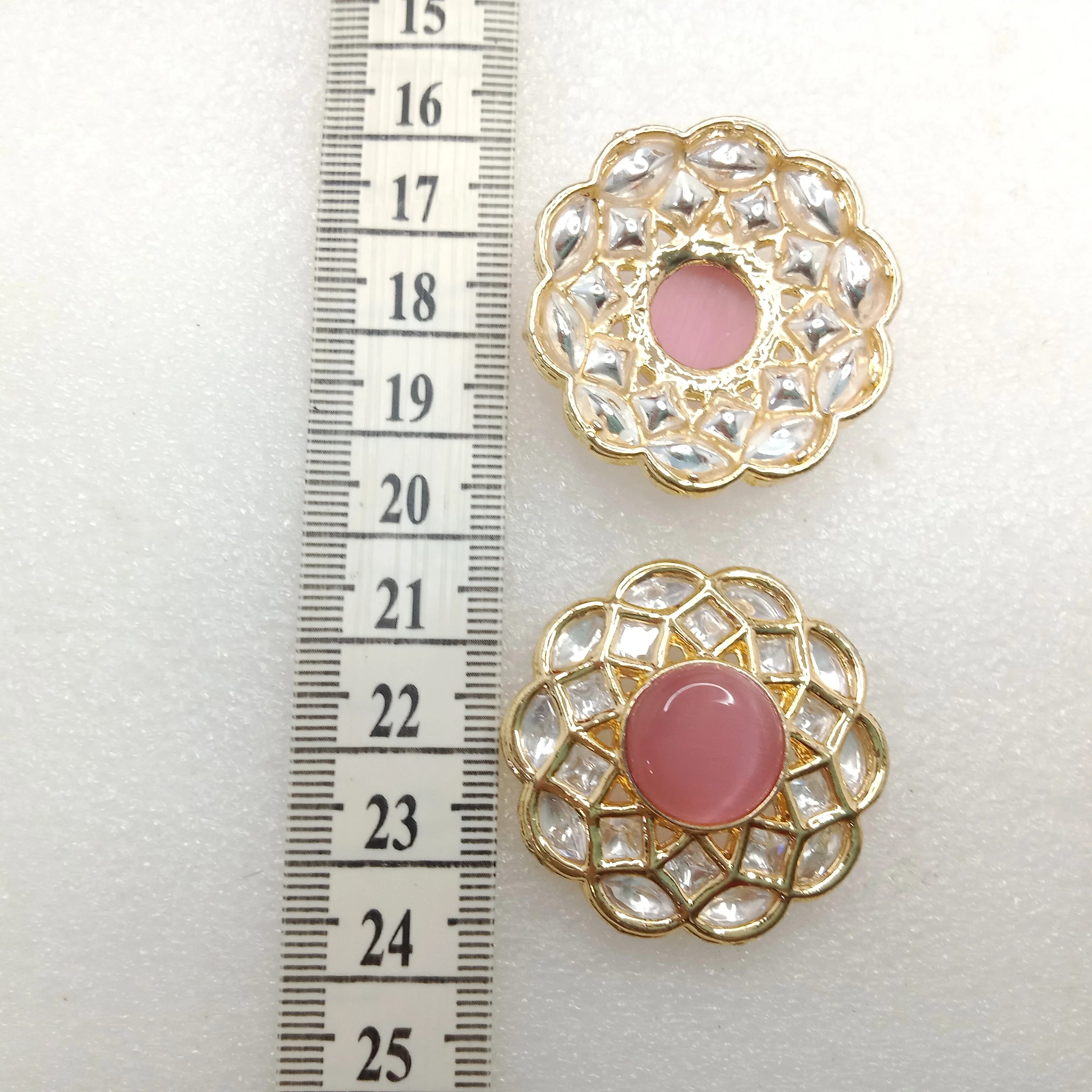 Light pink(2pcs) high quality kundan connectors flower shape 37mm(4cm)