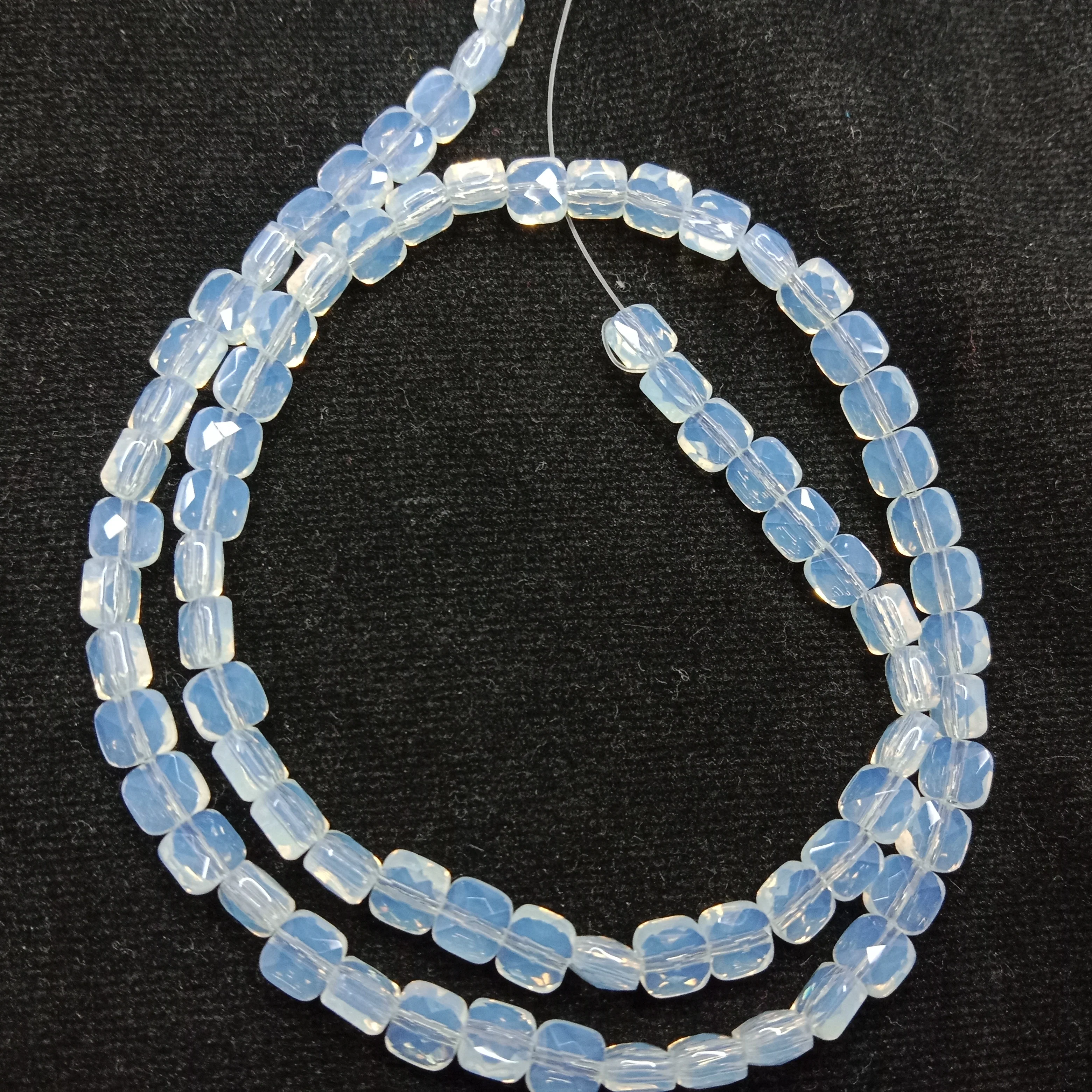 high quality white flat square  shape crystal beads 5x5mm 1 string