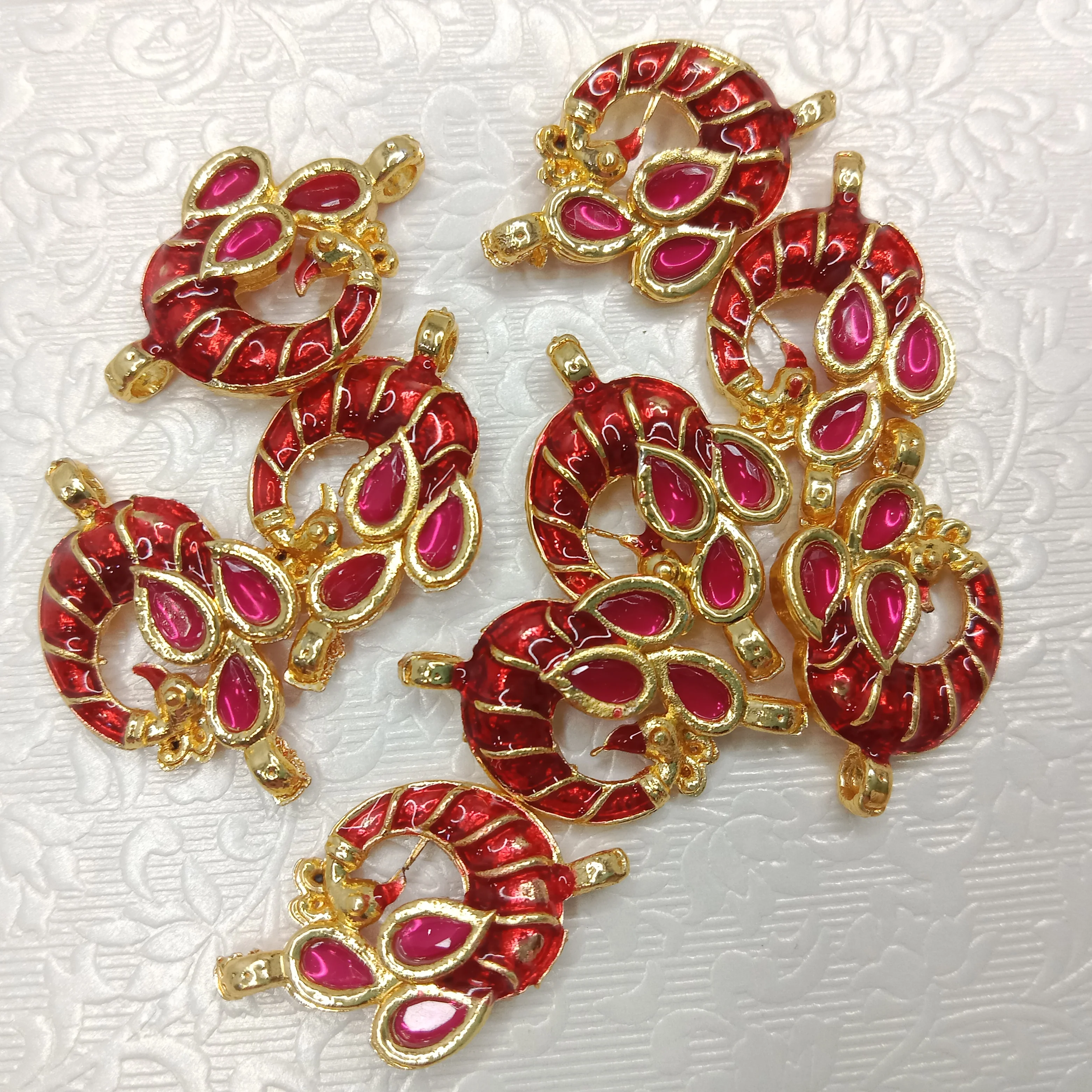 Meenakari peacock design kundan connectors 20pcs