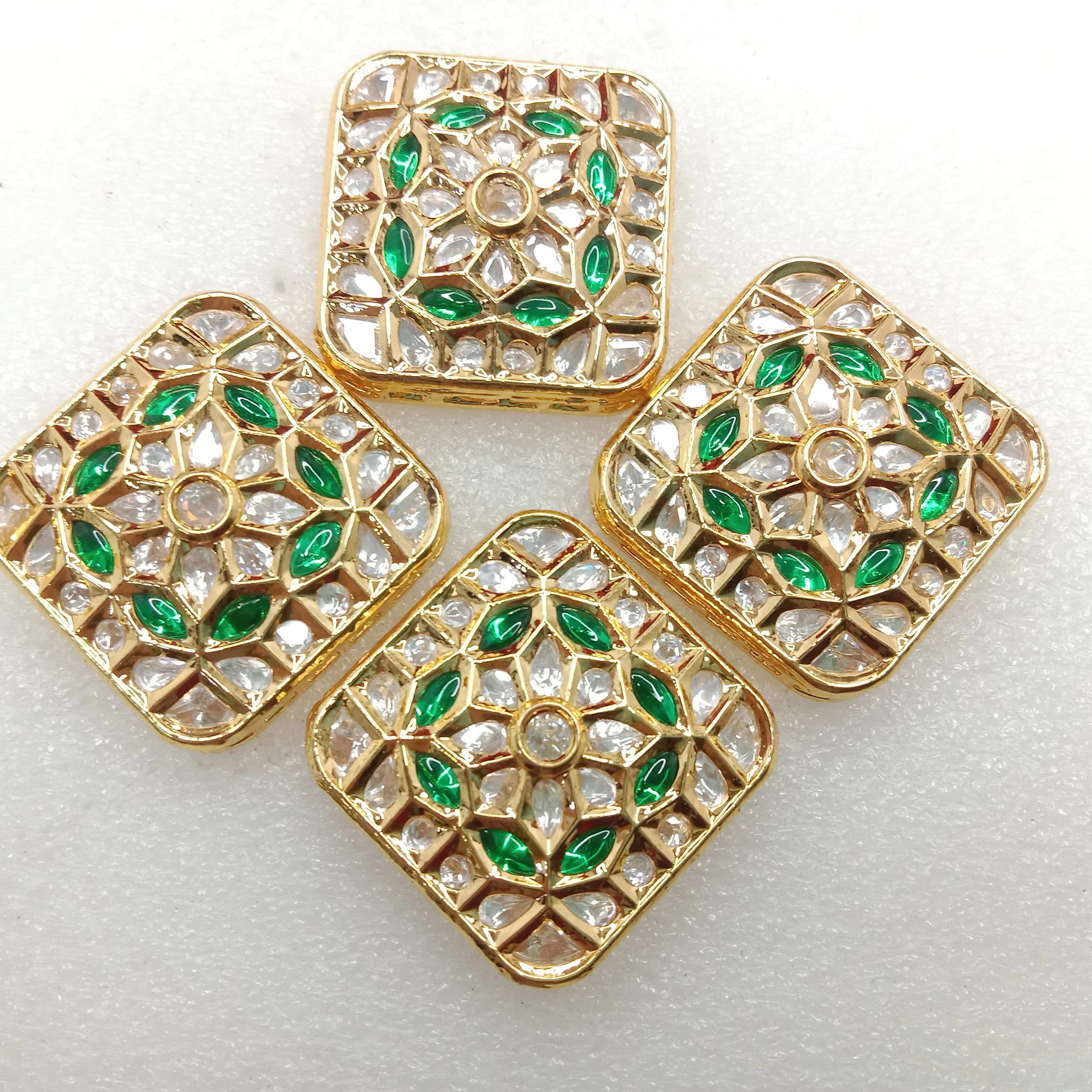 Dark green(2pcs) high quality kundan connectors square shape 31mm(3cm)