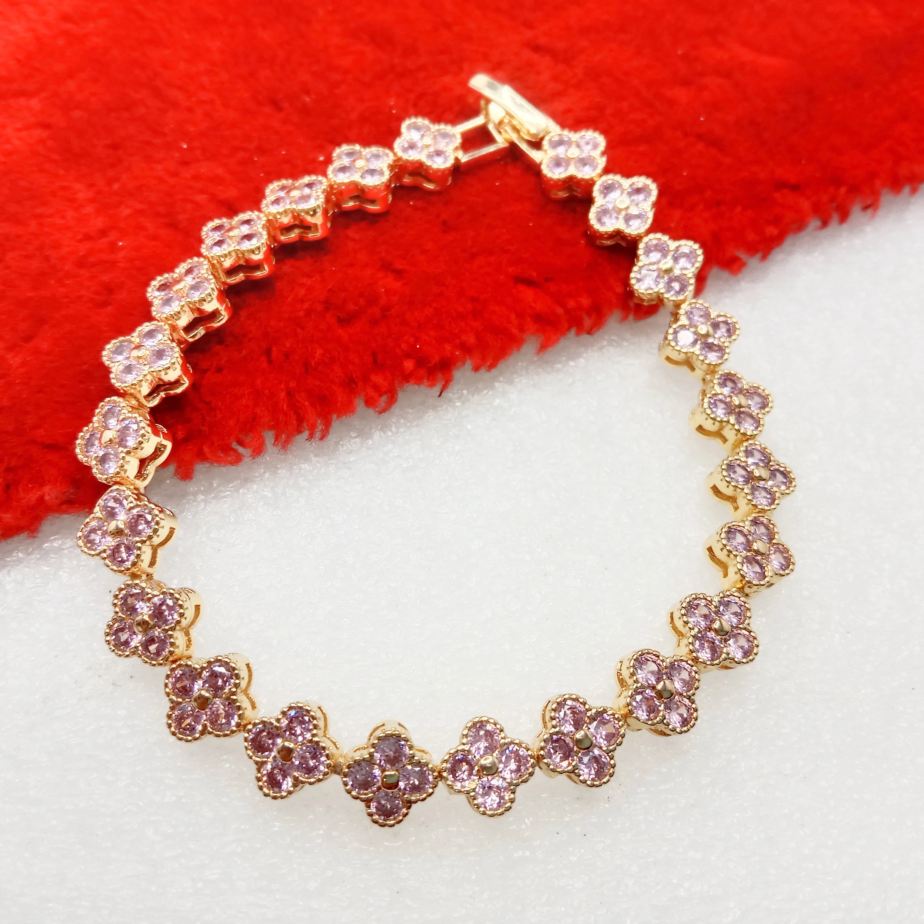 Light pink stone (1pcs) high quality AD bracelet (6 inches)