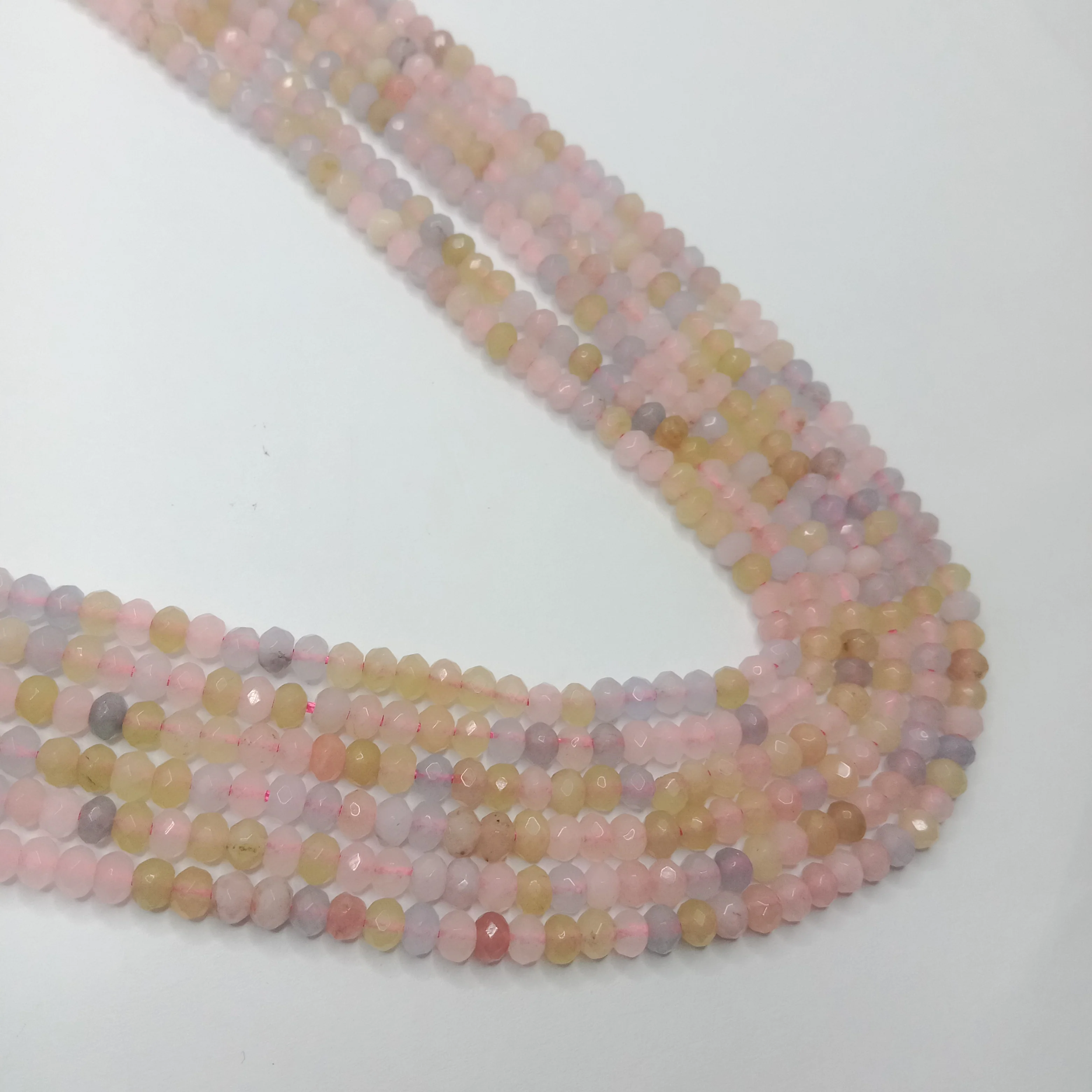 Light multi High Quality agateRondell Beads  4mm 1 string