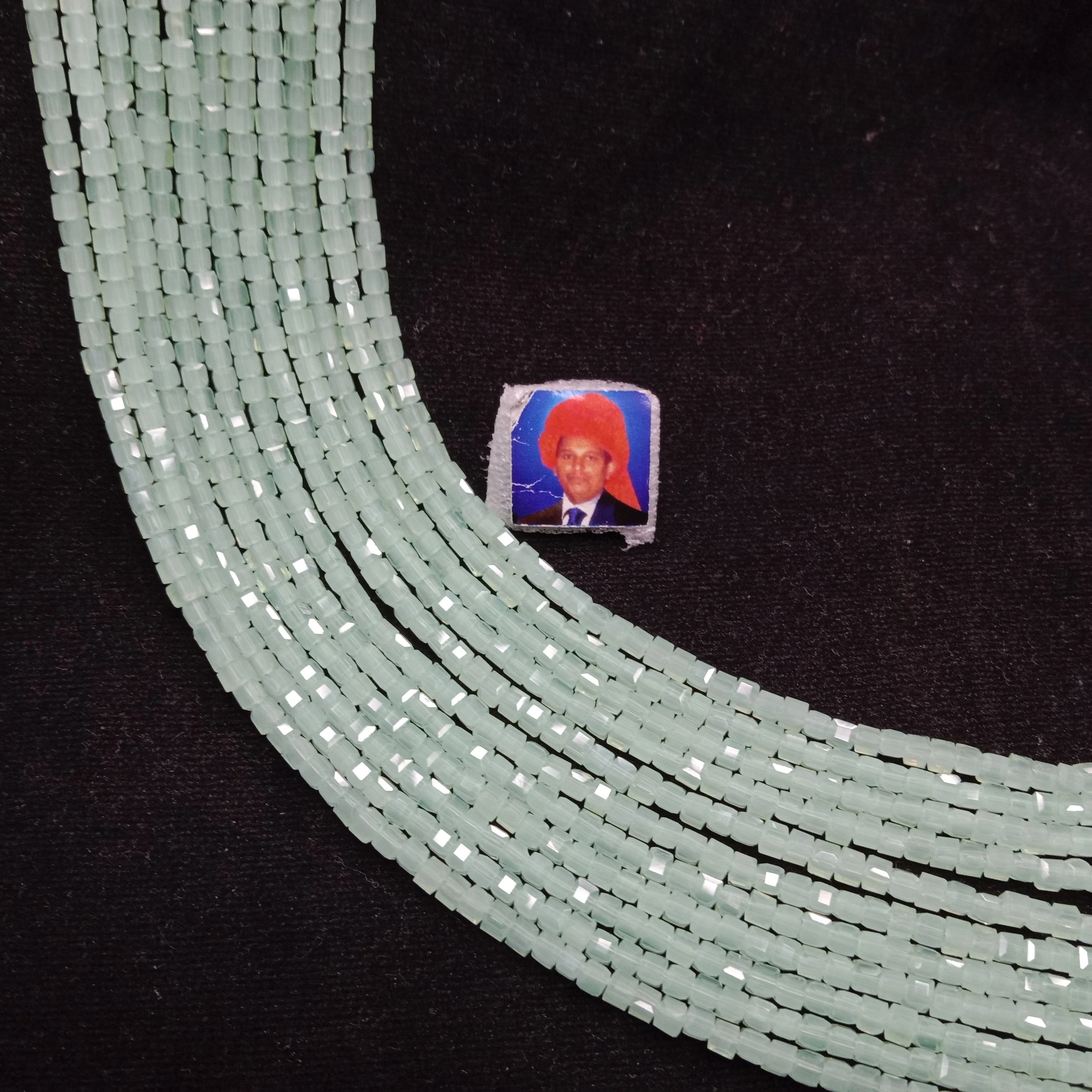 high quality light green square shape crystal beads 3mm 1 string