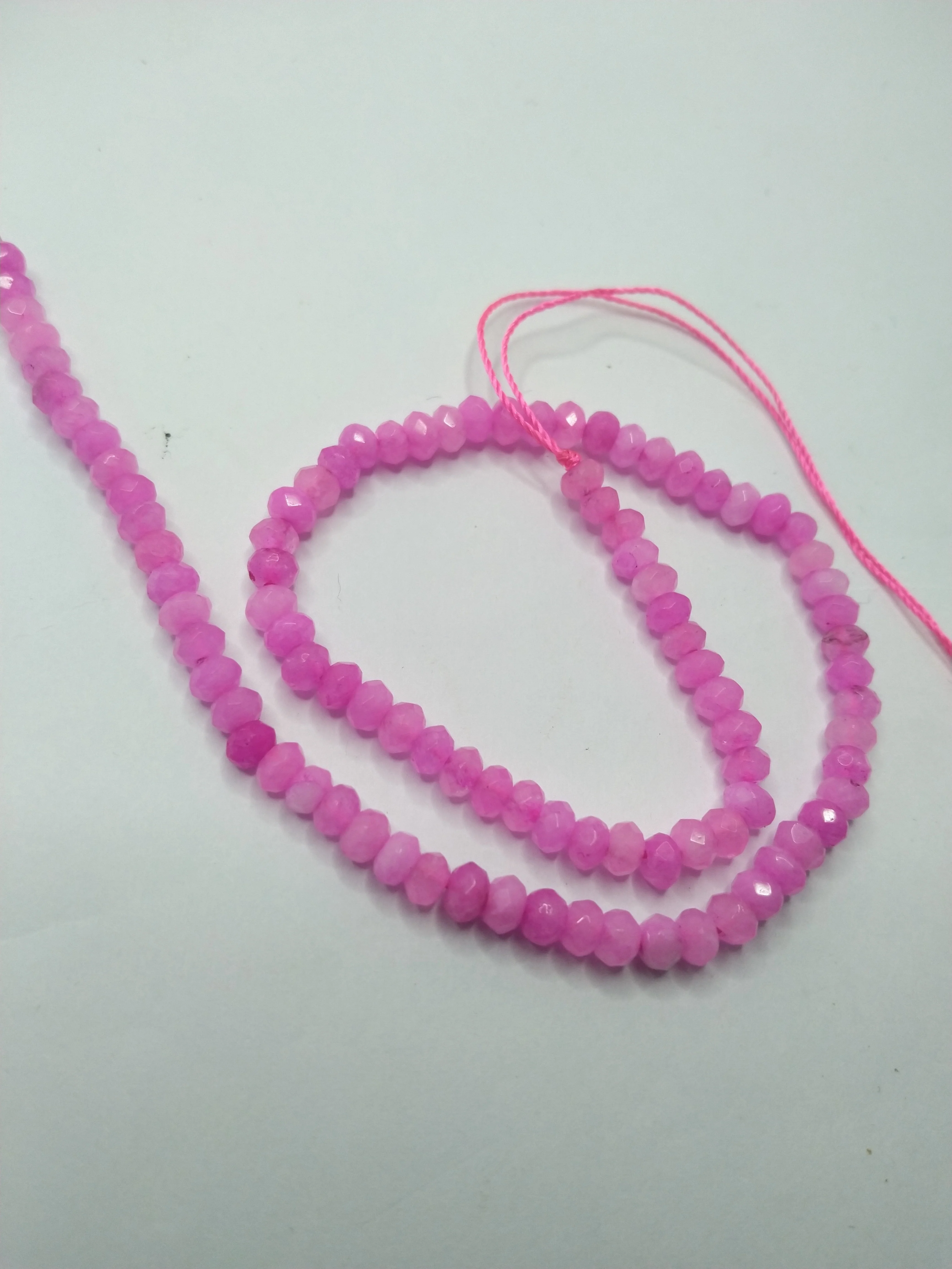 Rani pink High Quality agateRondell Beads  4mm 1 string
