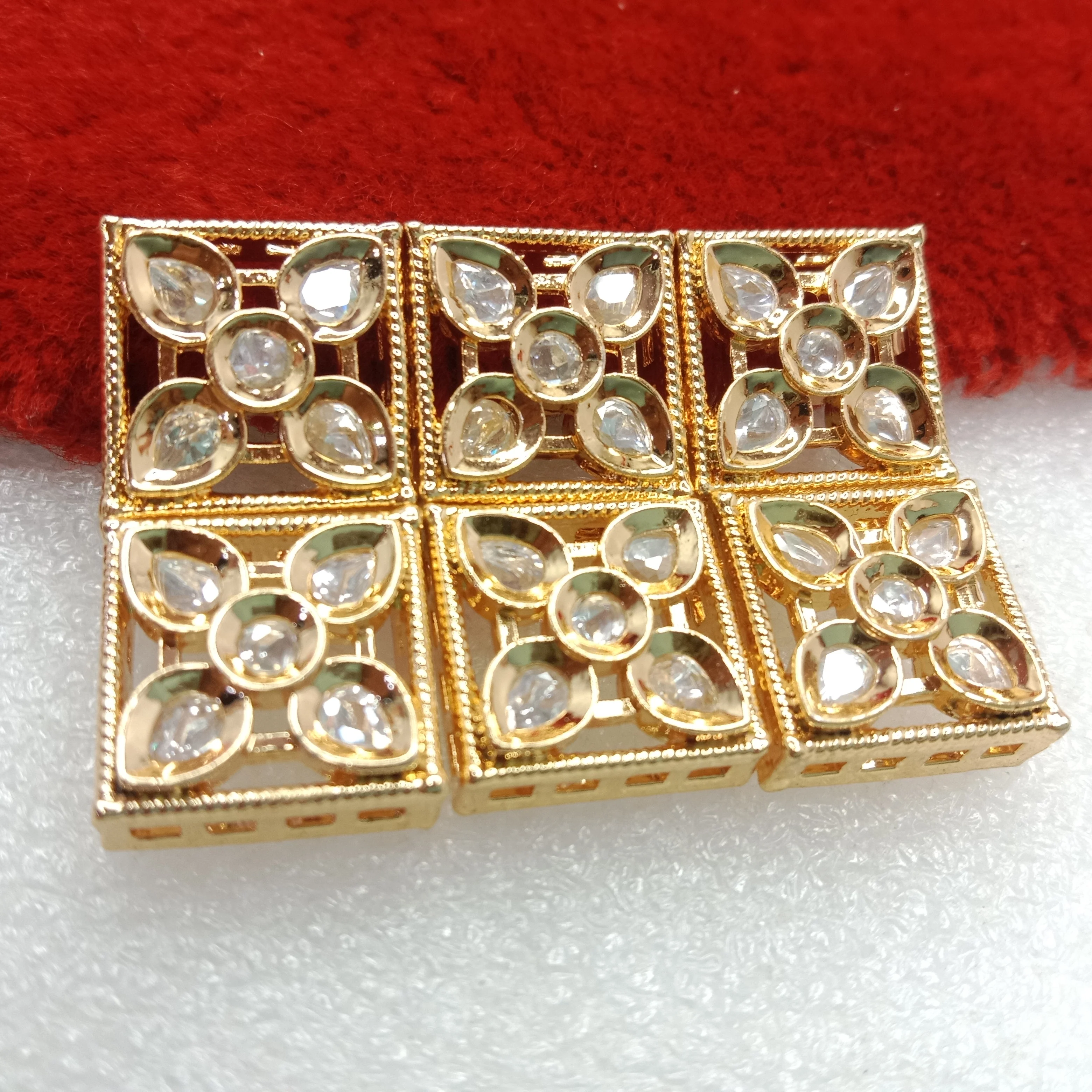 White (6pcs) high quality kundan connectors 14mm(2cm)