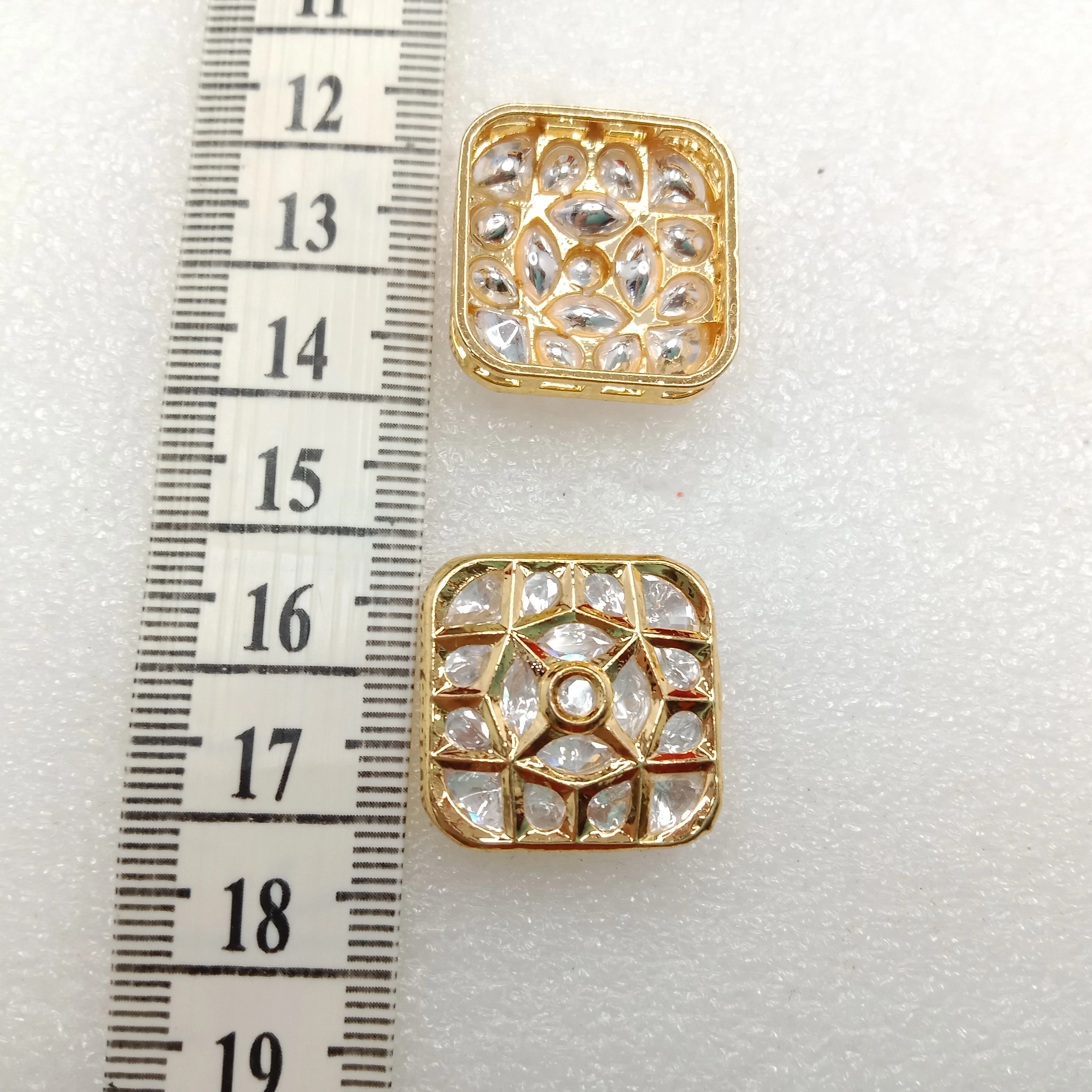 White(4pcs) high quality square  shape kundan connectors 21mm(2cm)