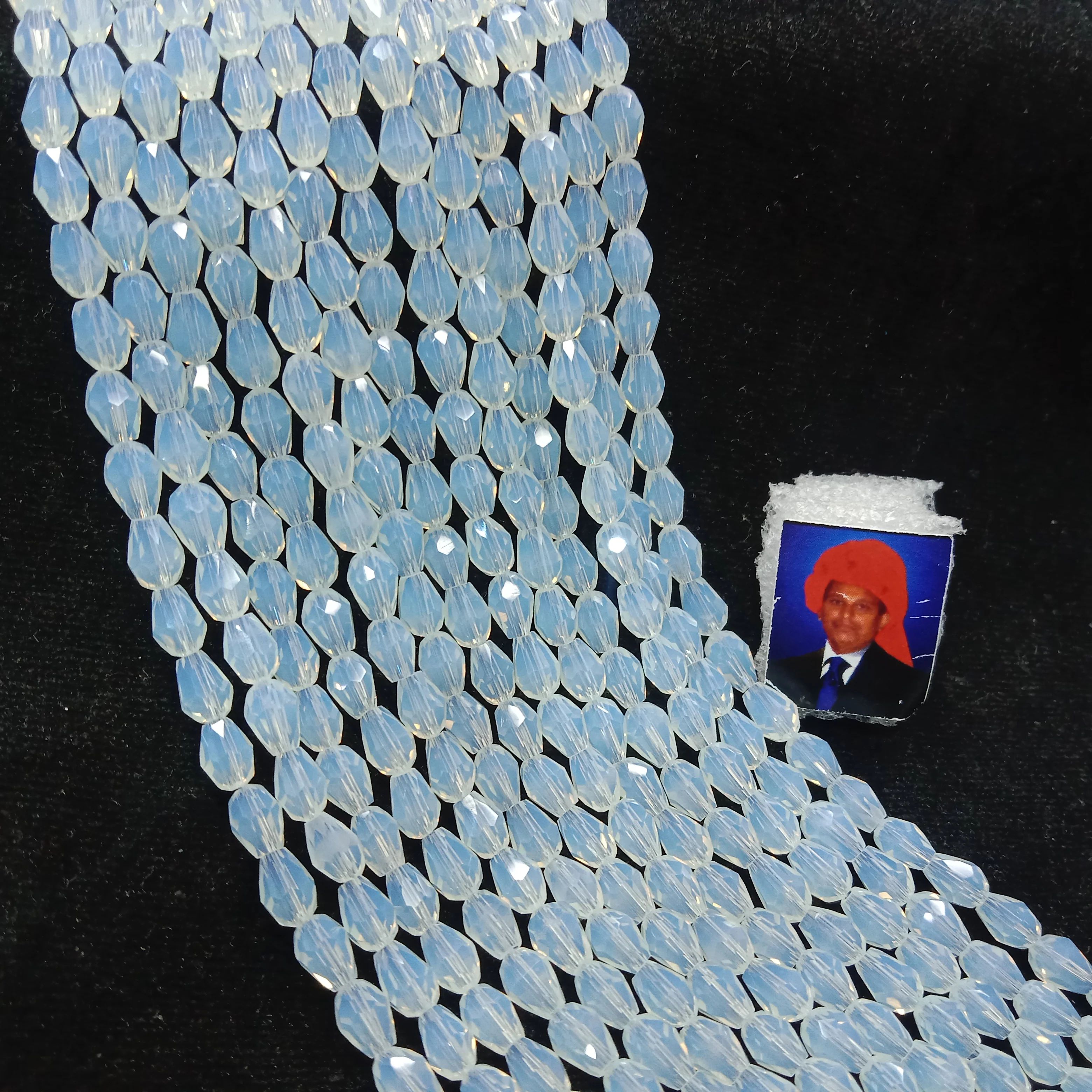 high quality white drop shape crystal beads 4x4mm 1 string