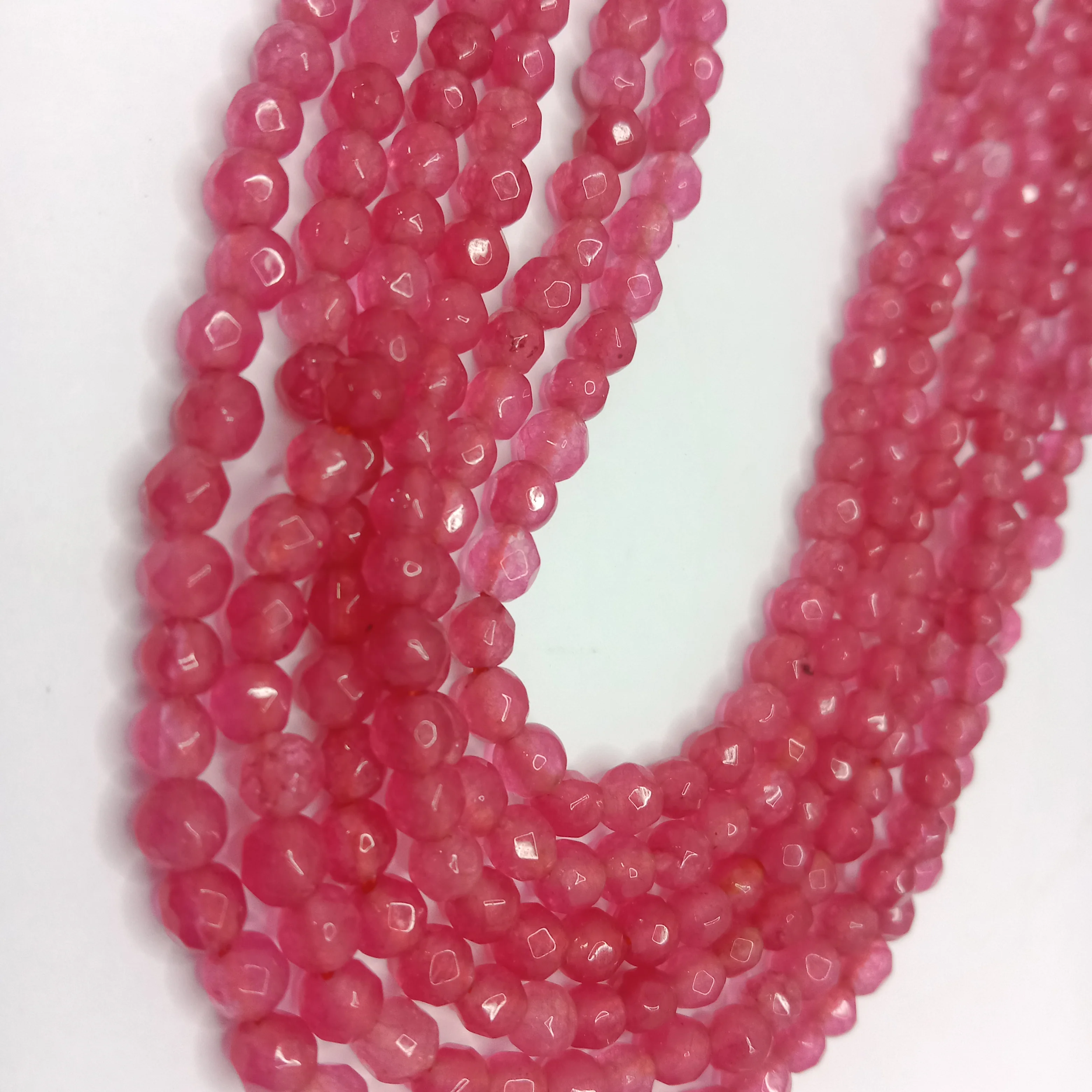 Floral pink High Quality agate Round Beads 4mm 1 string