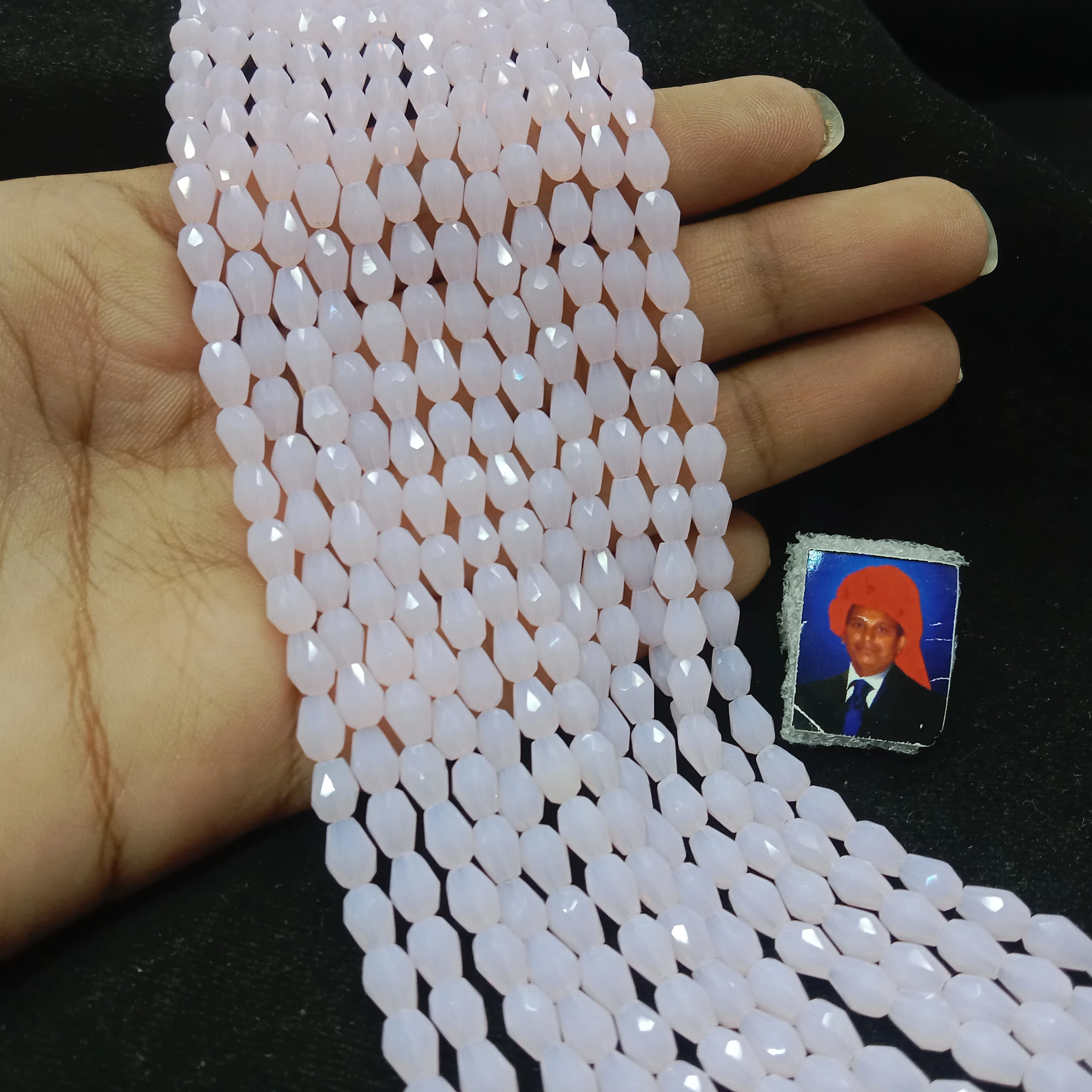 high quality light pink drop shape crystal beads 4x4mm 1 string