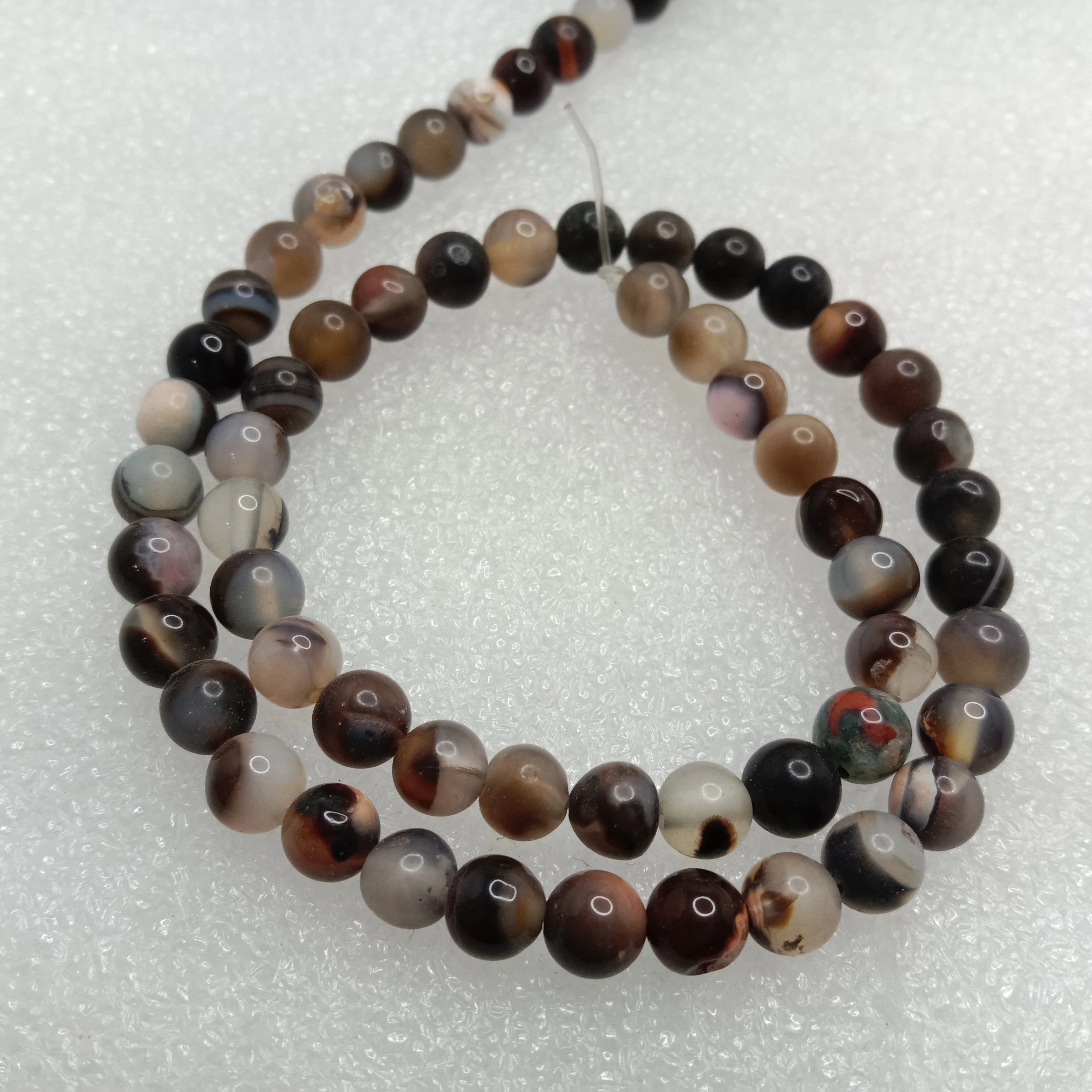 Multi colour 6mm plan agate beads 1 string