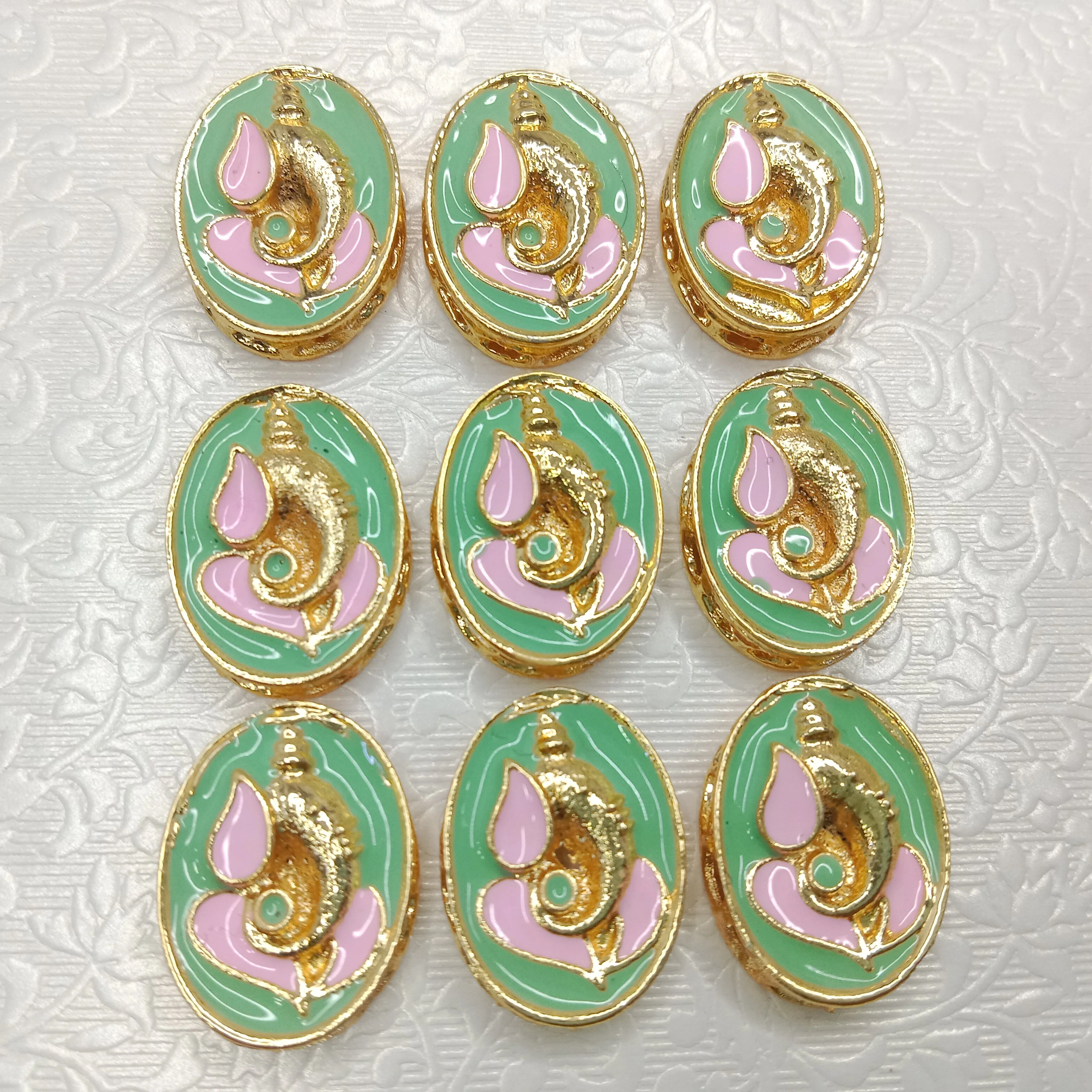 Meenakari Ganpati pendant kundan connectors 10pcs