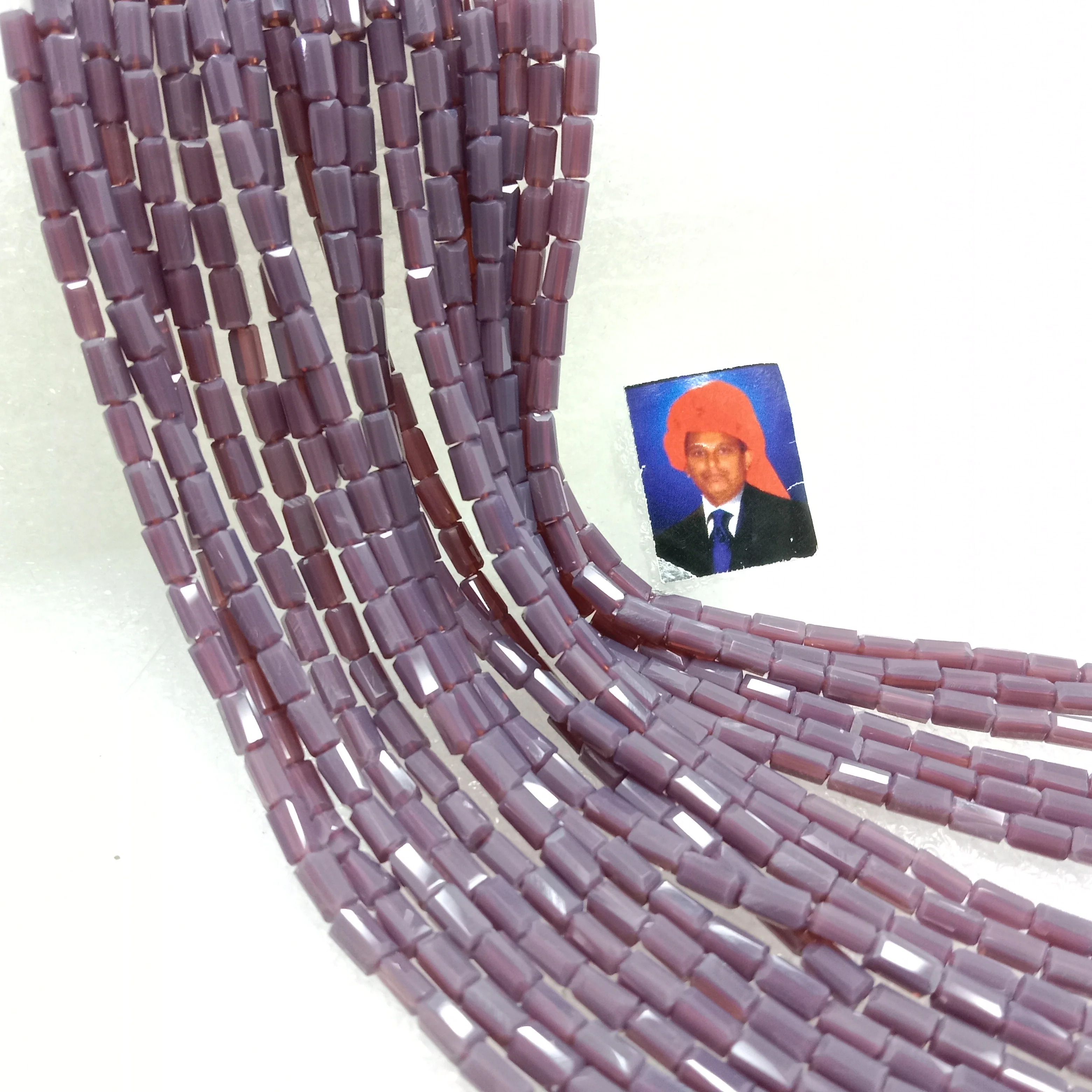 high quality purple Retargel shape crystal beads 3x6mm 1 string