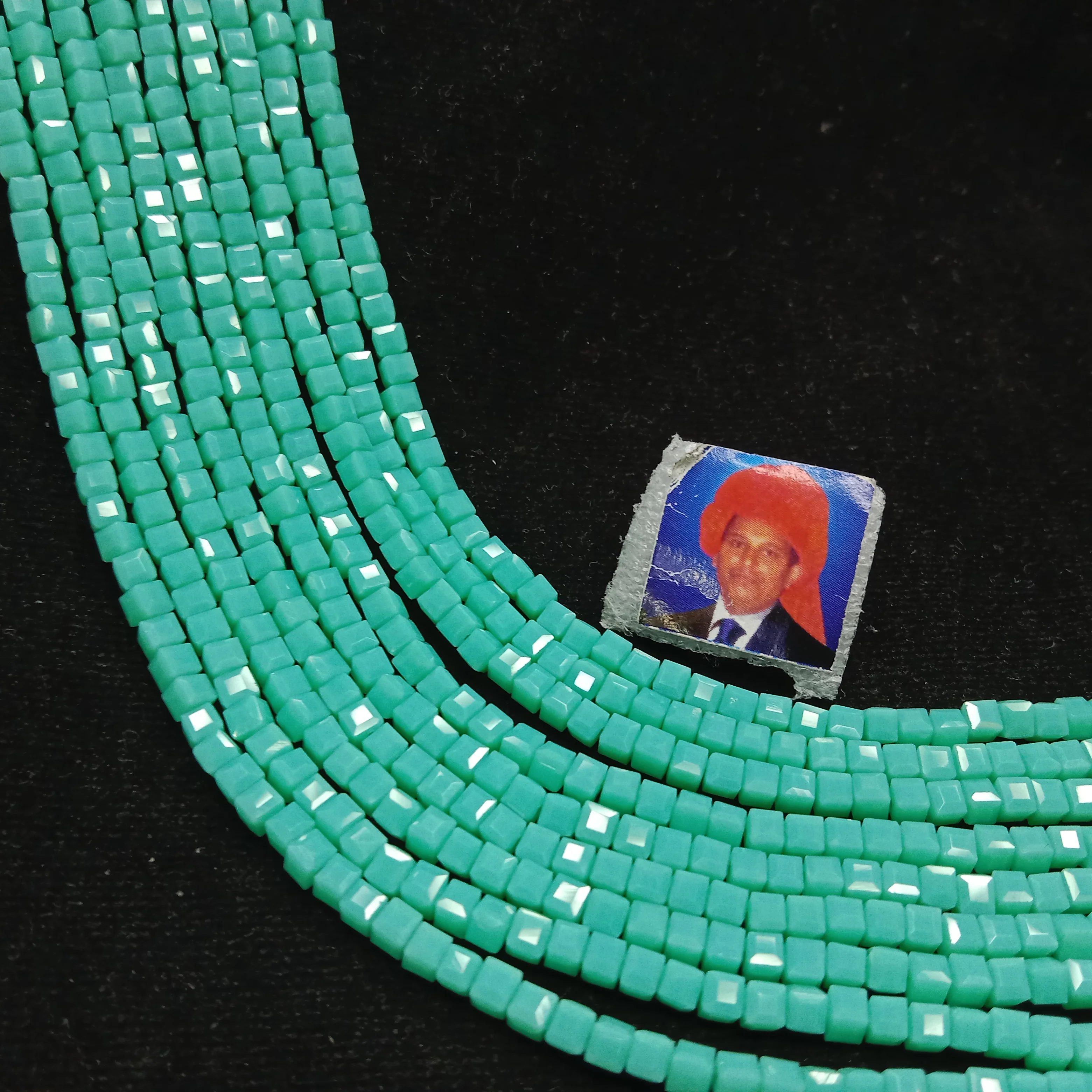 high quality sea green square shape crystal beads 3mm 1 string