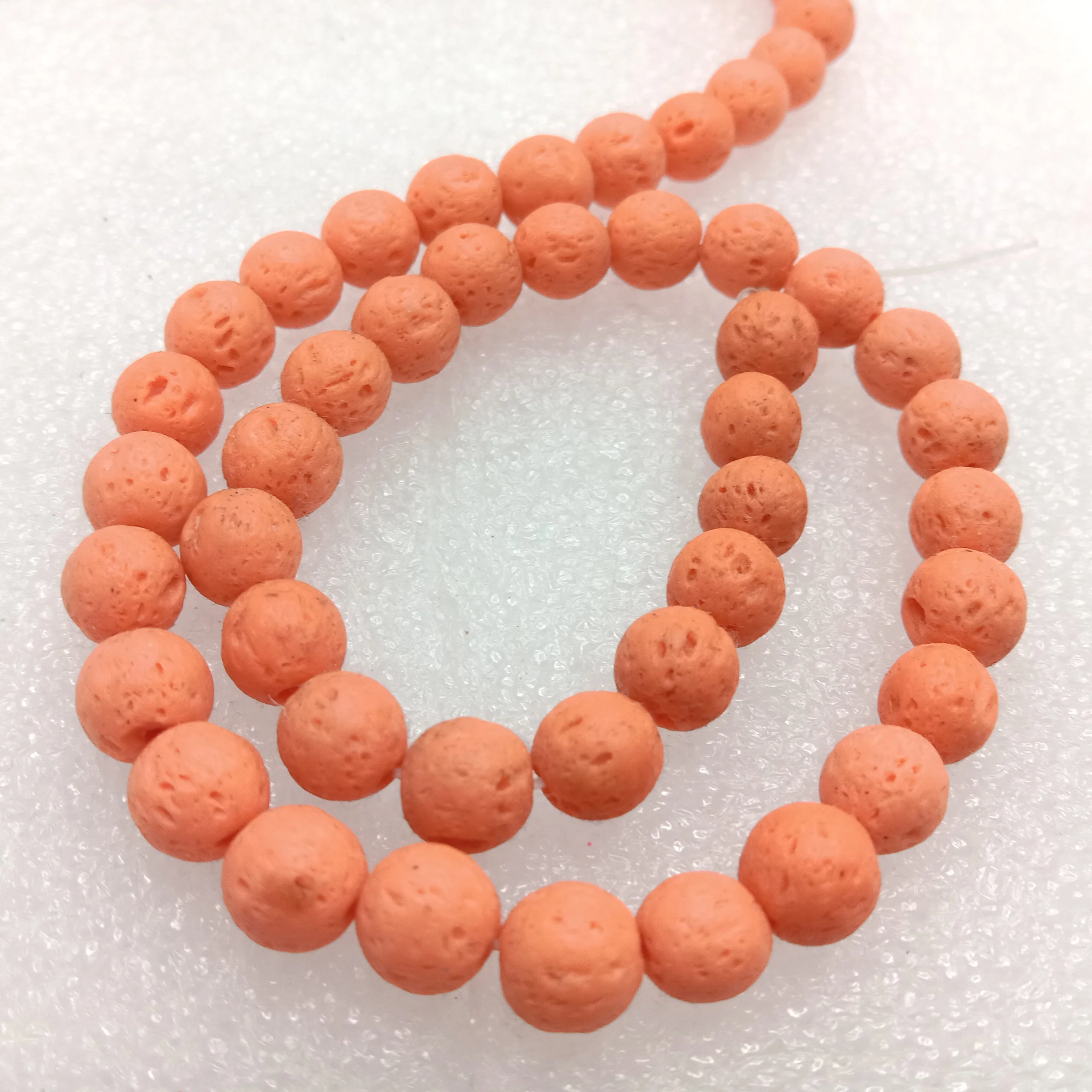Light orange  round shape lava beads 8 mm 1 string