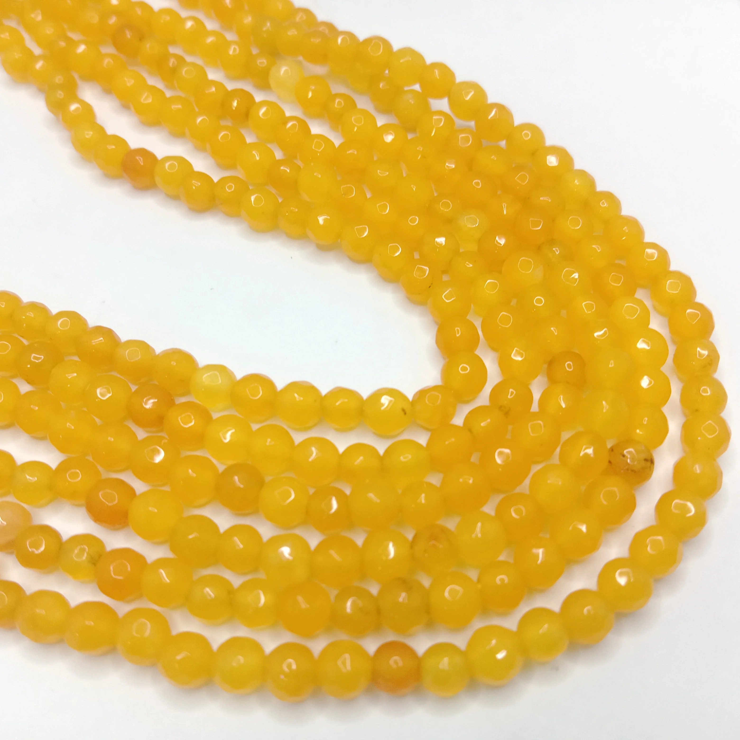 Golden yellow High Quality agate Round Beads 4mm 1 string