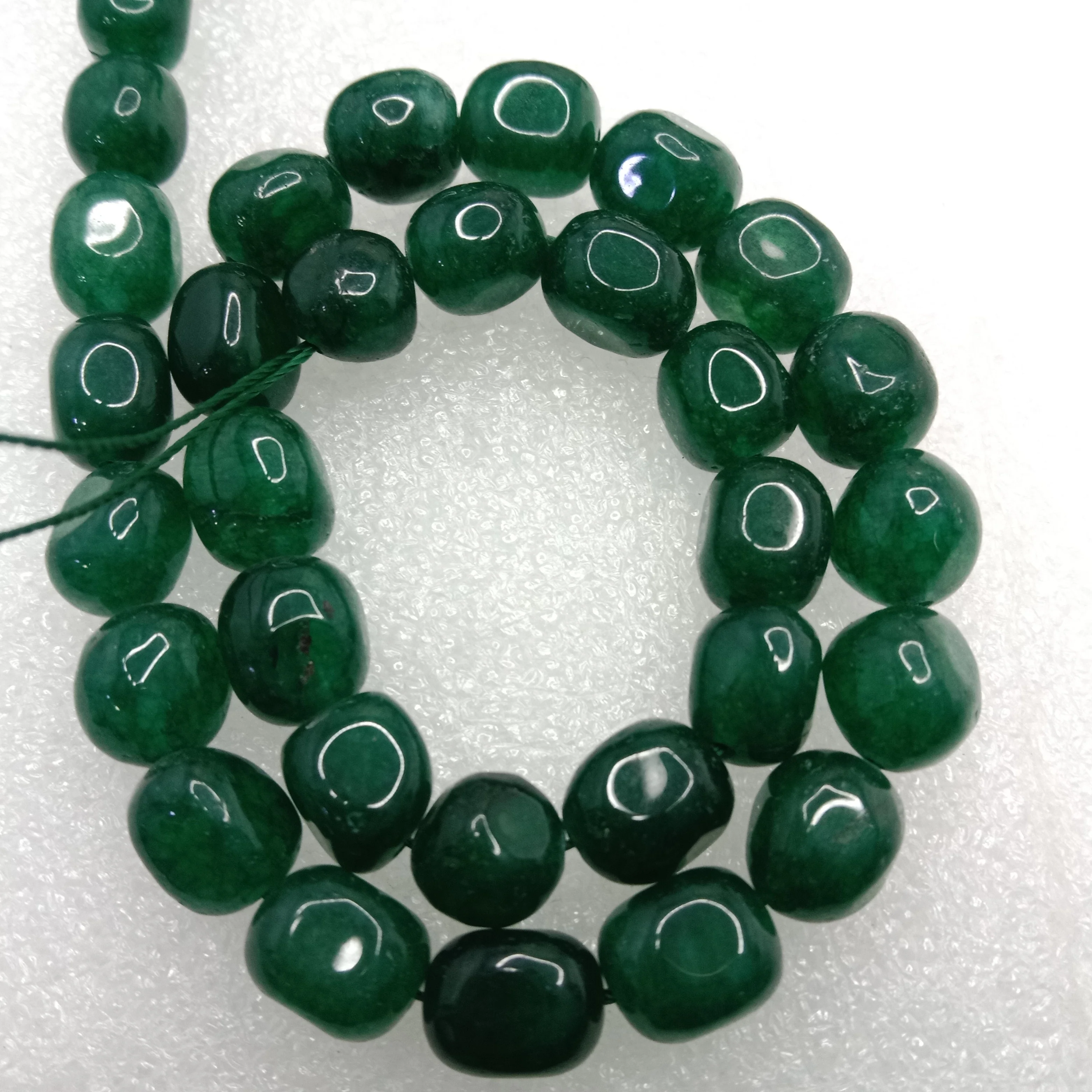 Green jade High quality tumble stone beads 1 string