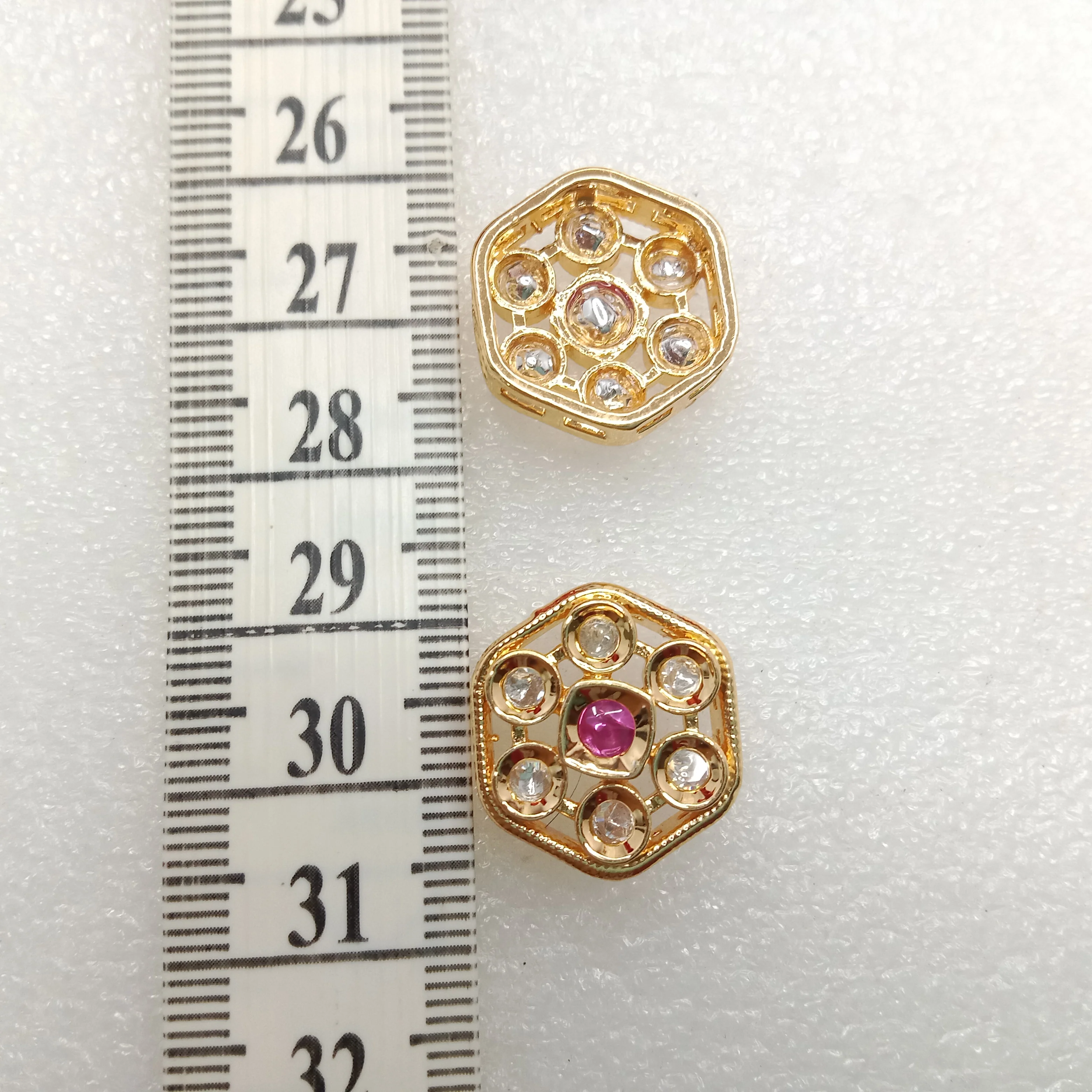 Dark pink (6pcs) high quality kundan connectors 18mm(2cm)