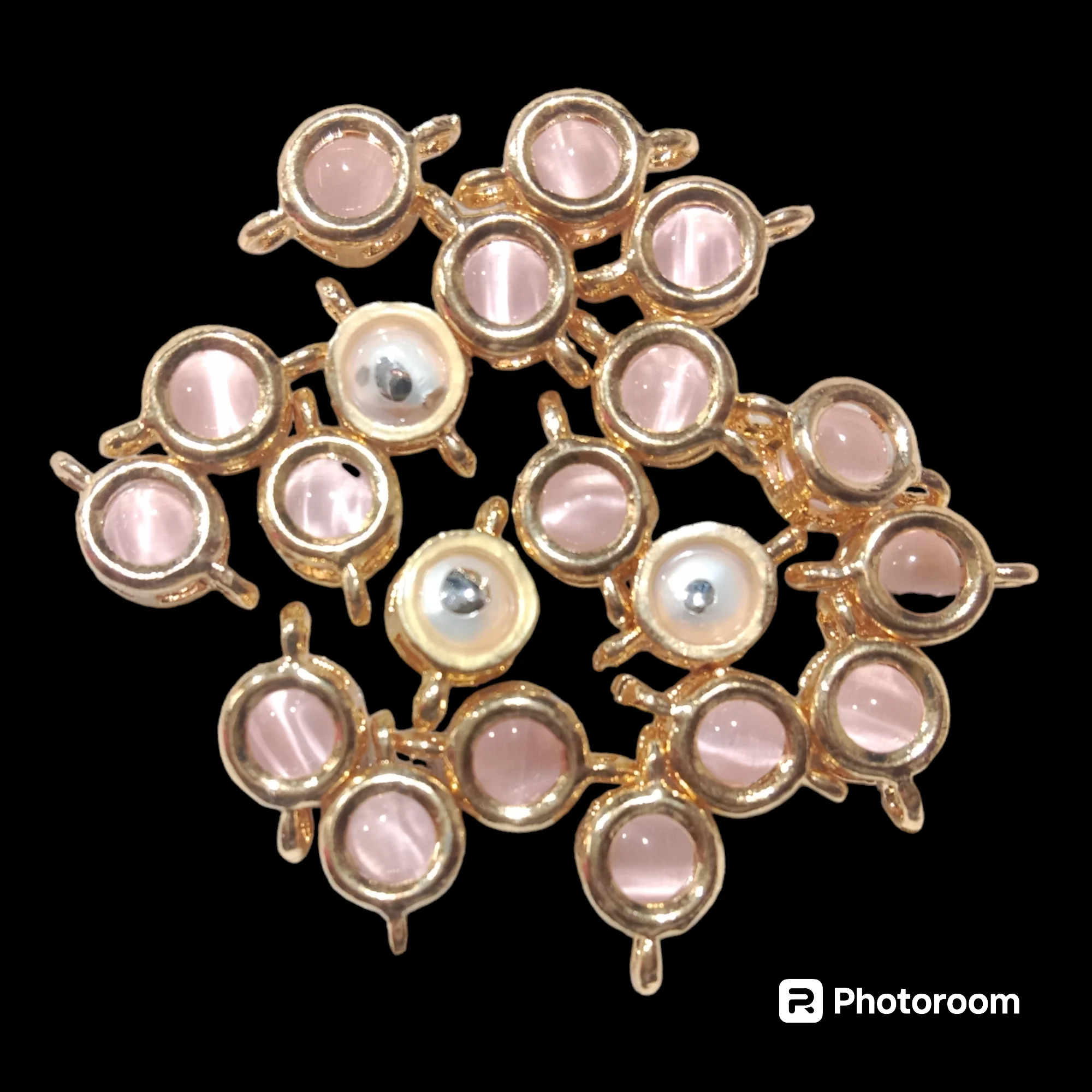 Light pink(20pcs) high quality round shape kundan connectors (1cm)