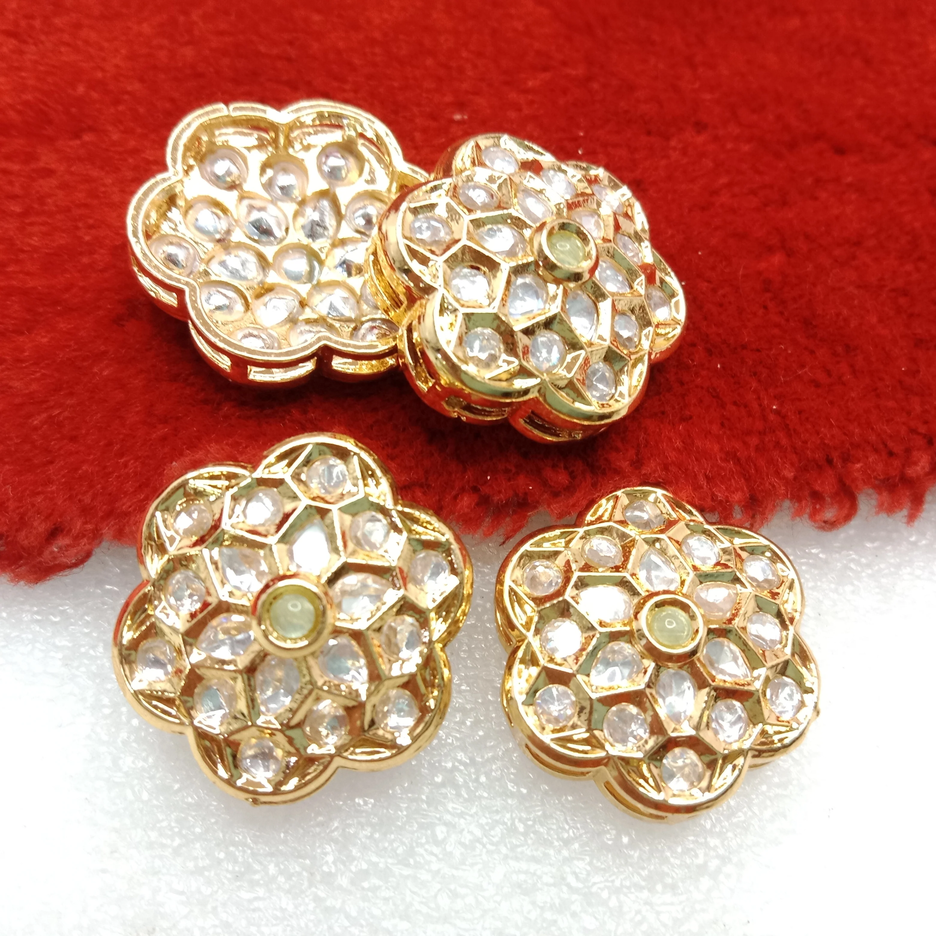 Mint (4pcs) high quality  flower shape kundan connectors 21mm(2cm)