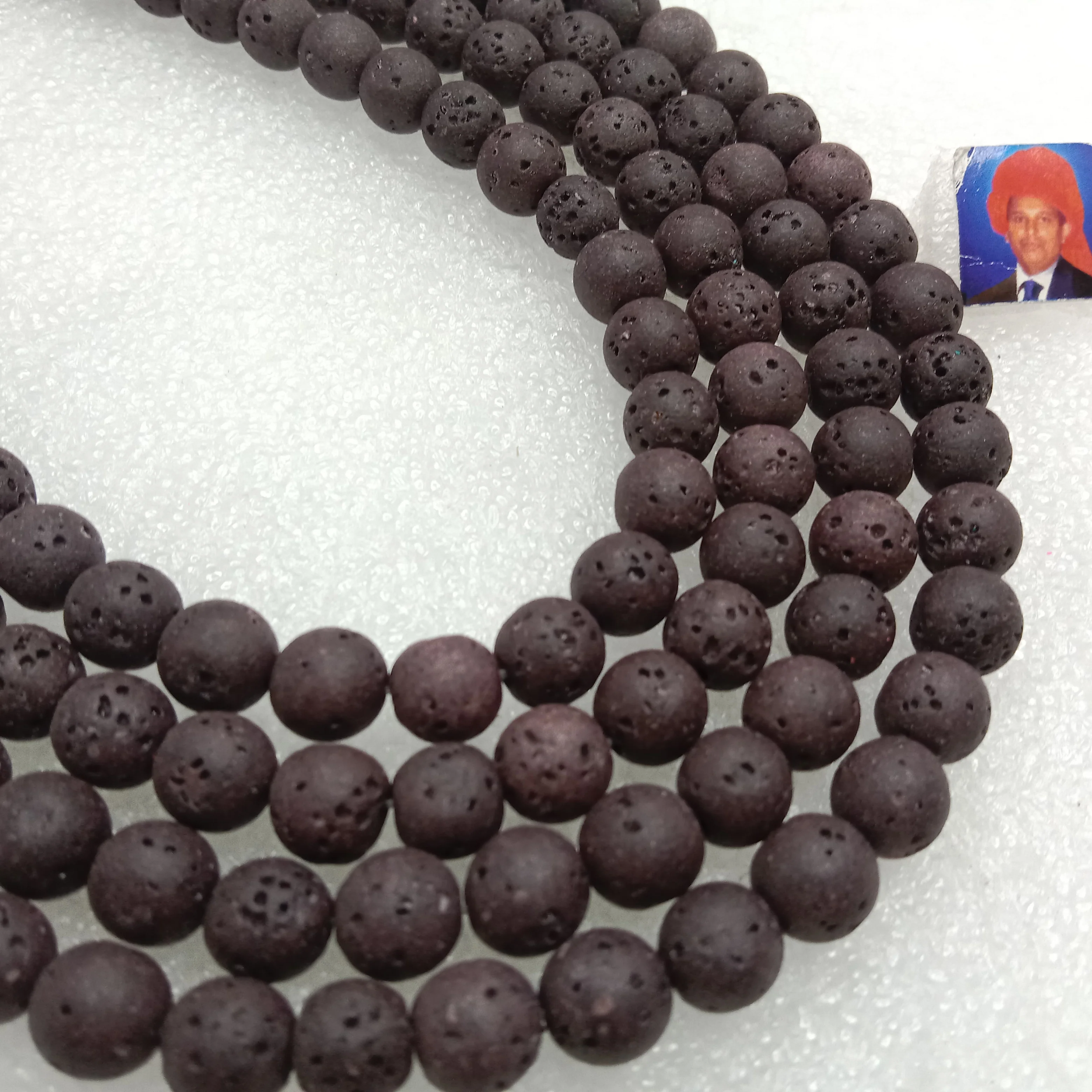 Dark brown round shape lava beads 8 mm 1 string