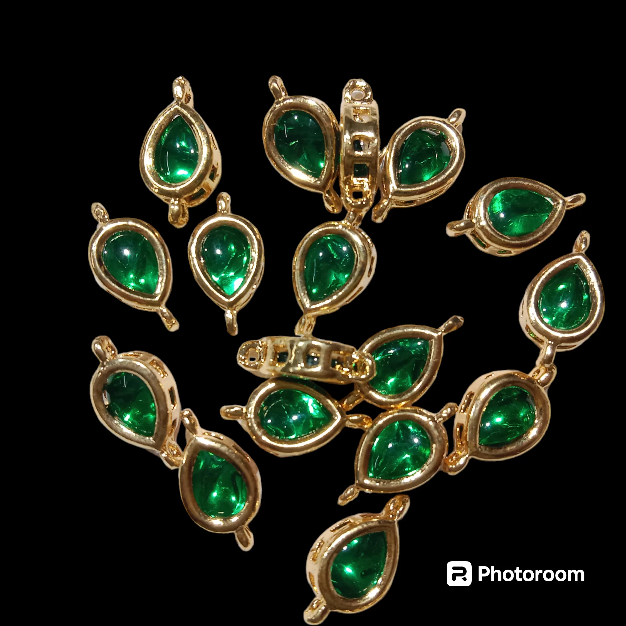 Dark green(20pcs) high quality drop shape kundan connectors (1cm)