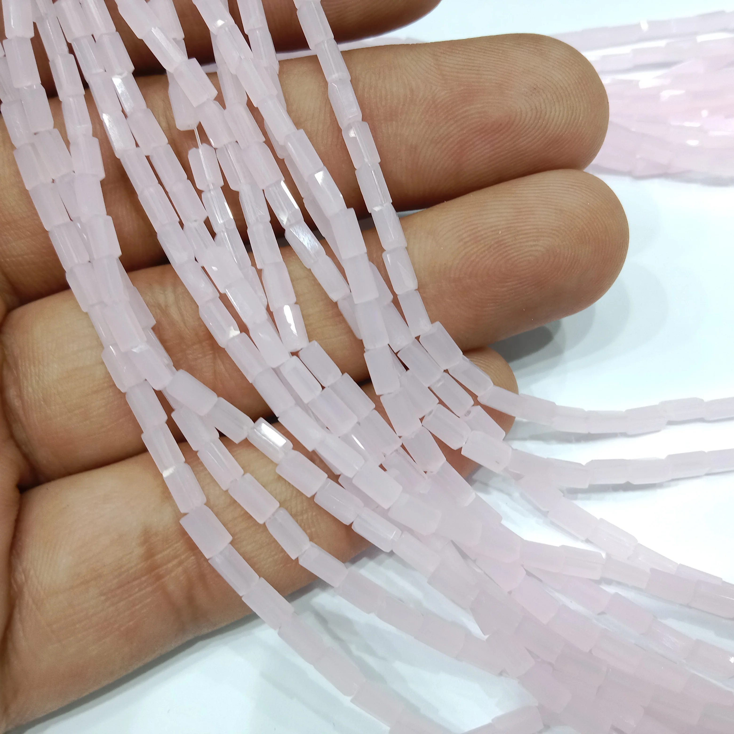 high quality light pink Retargel shape crystal beads 3x6mm 1 string