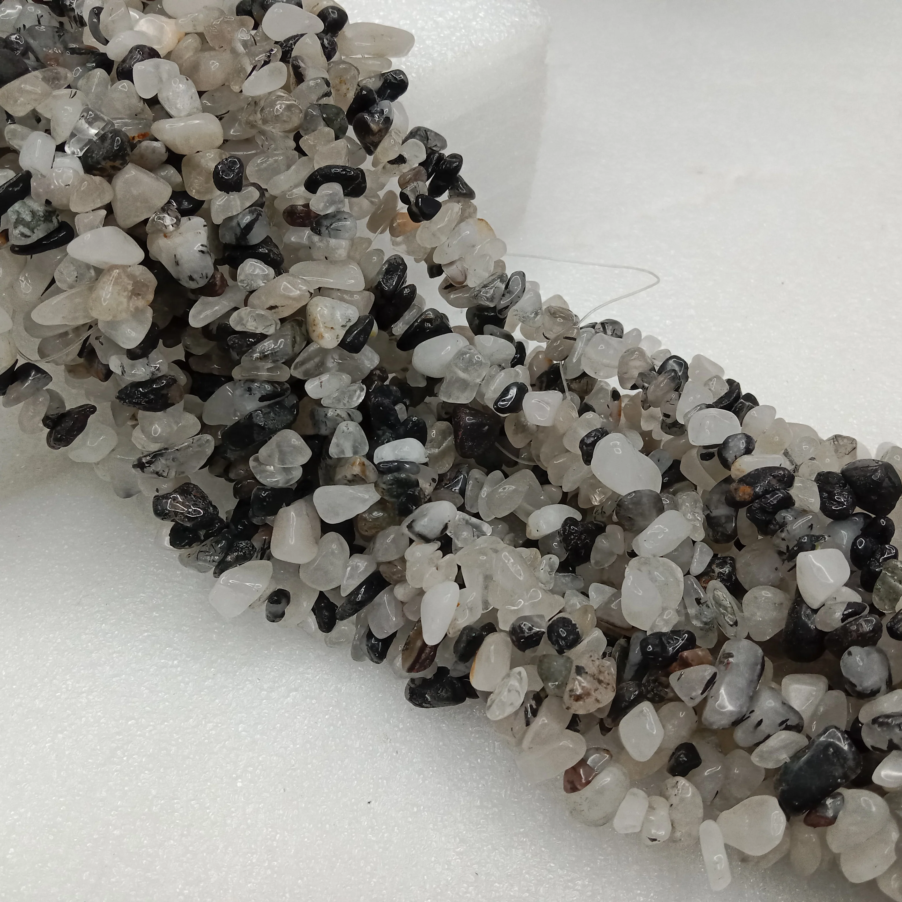 Rutilated quartz Uncut stone beads 1 string