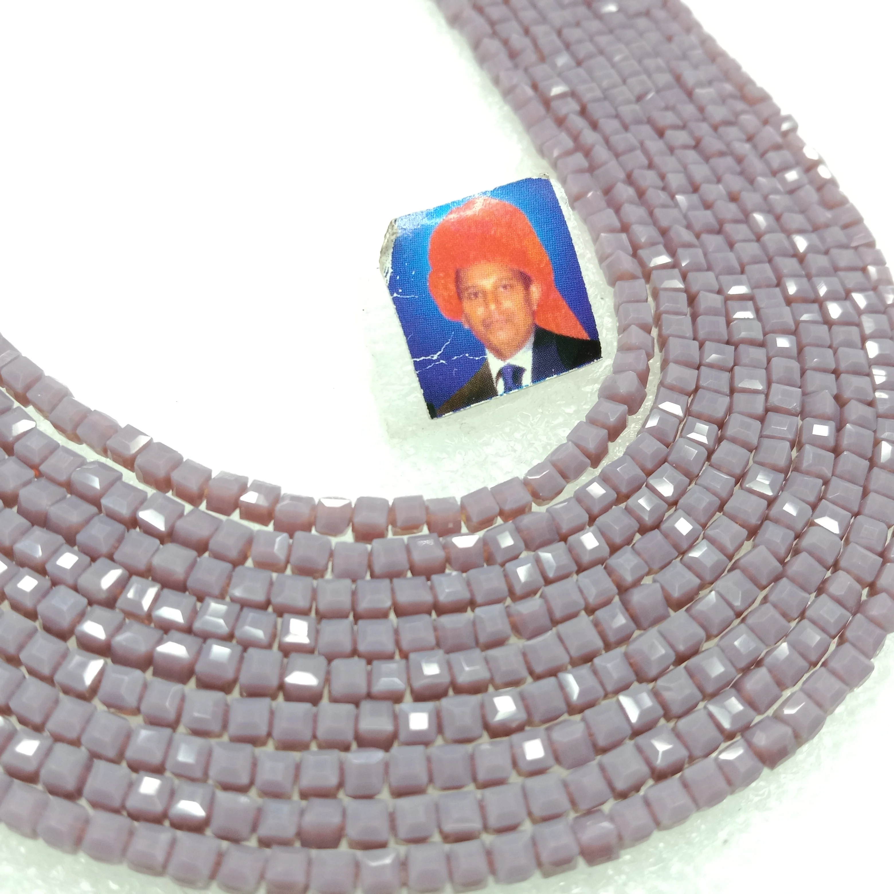 high quality purple square shape crystal beads 3mm 1 string