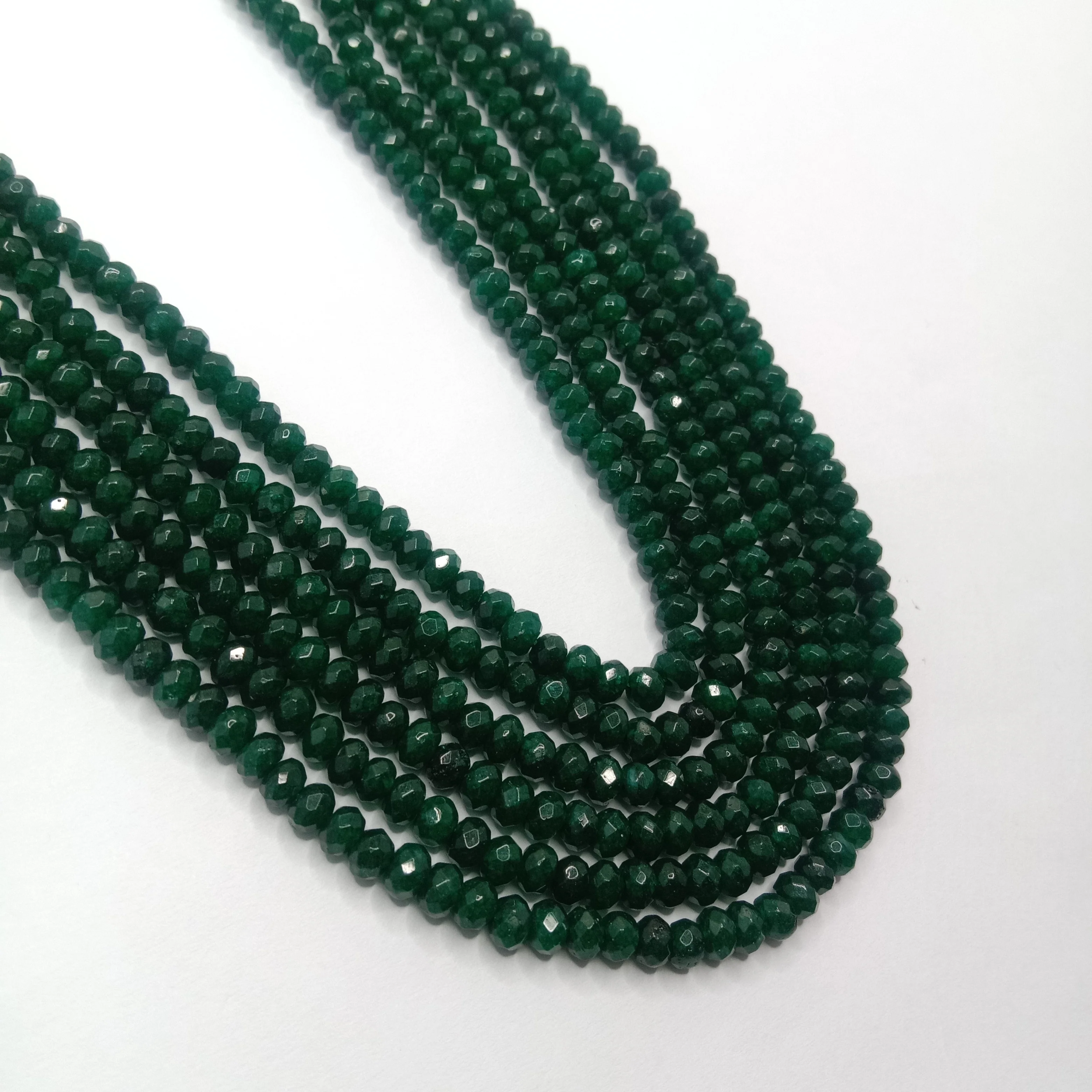 Dark Green High Quality agate Rondell Beads  4mm 1 string
