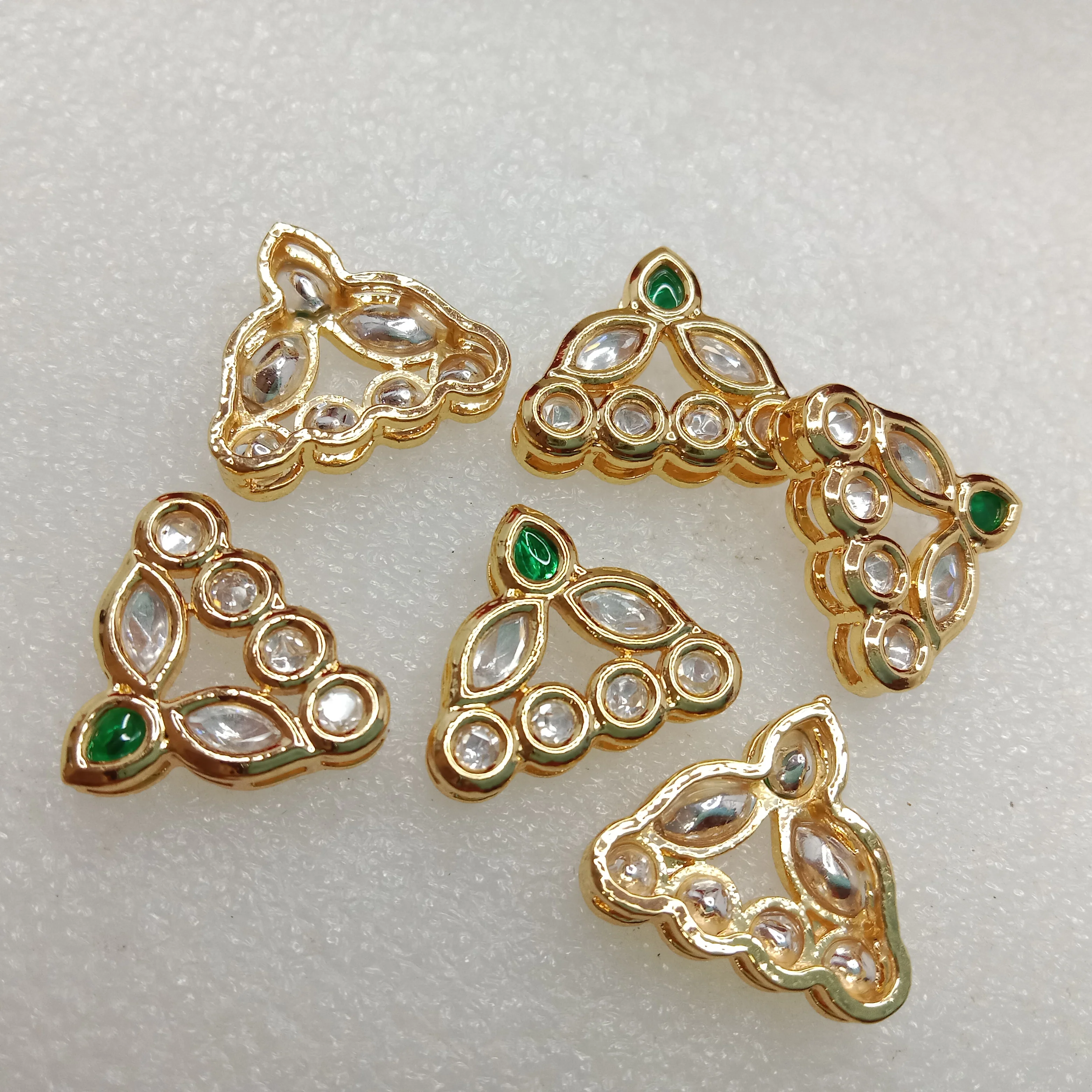 Dark green(6pcs) high quality  samosa shape kundan connectors 18mm(2cm)