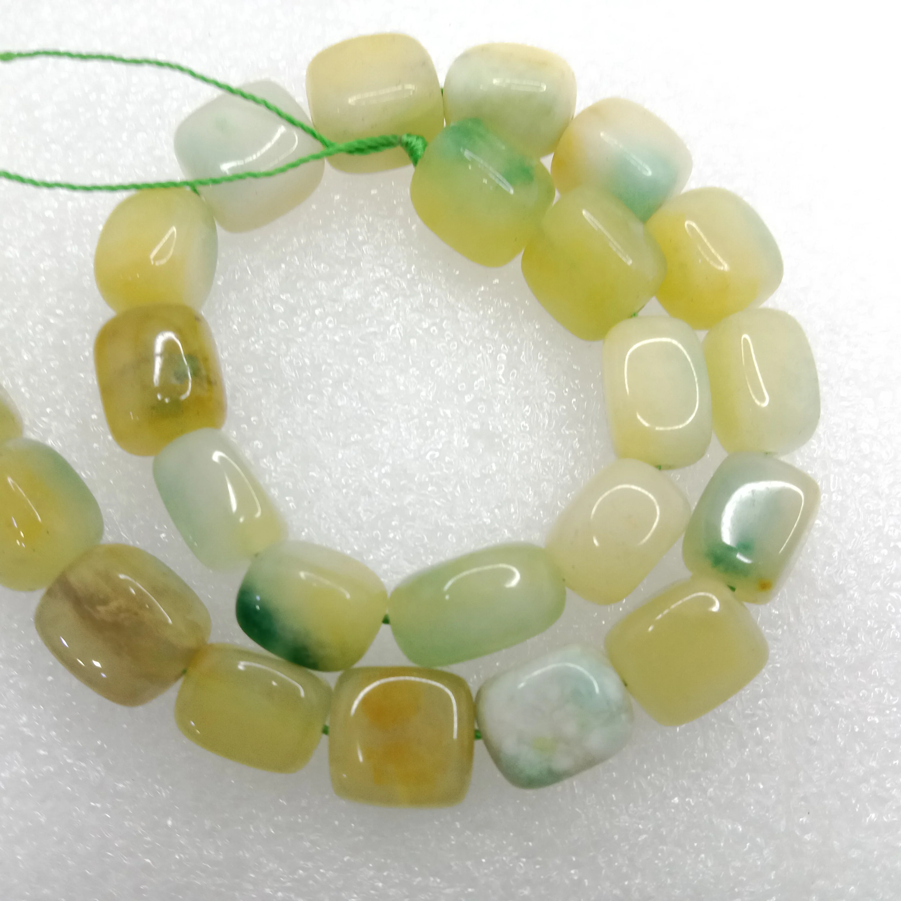 Multi green High quality tumble stone beads 1 string