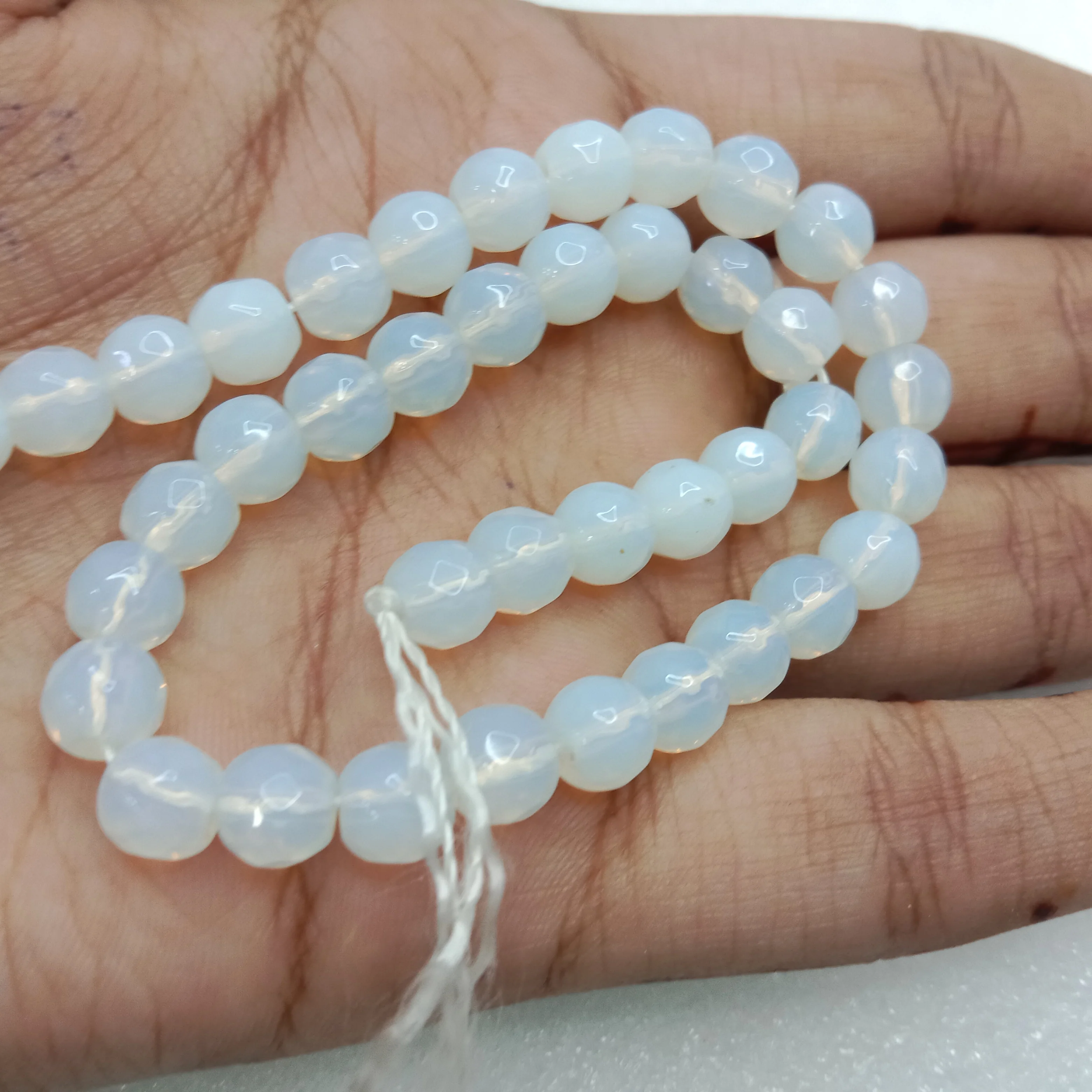 White High Quality agate Round Beads 6mm 1 string(60pcs