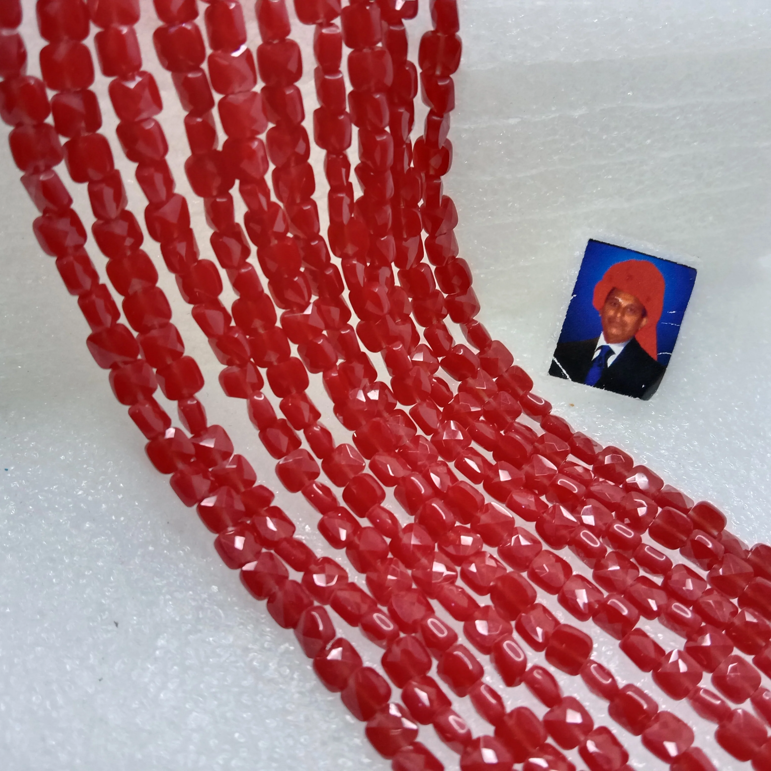 high quality red flat square shape crystal beads 5x5mm 1 string