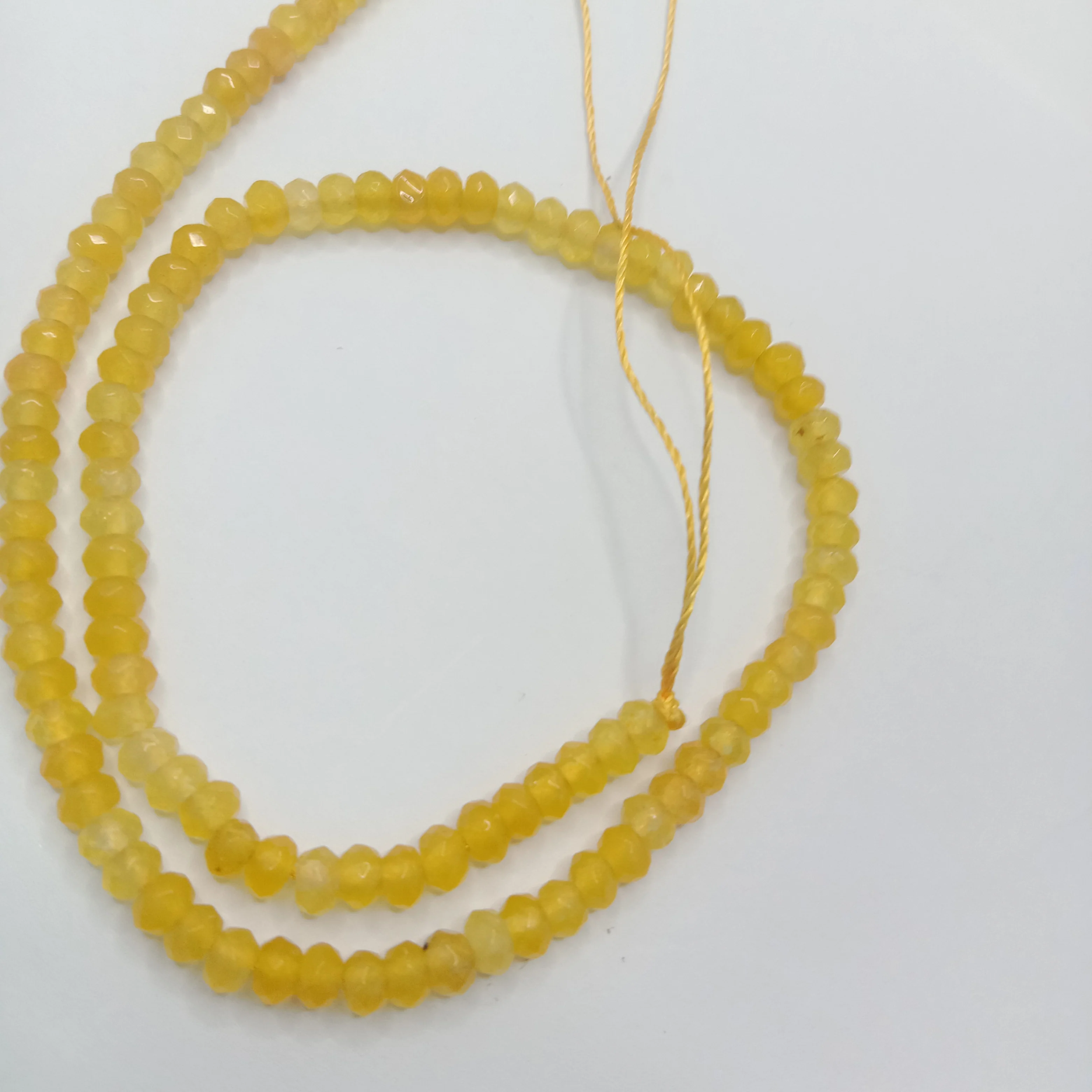 Lemon yellow High Quality agate Rondell Beads 4mm 1 string