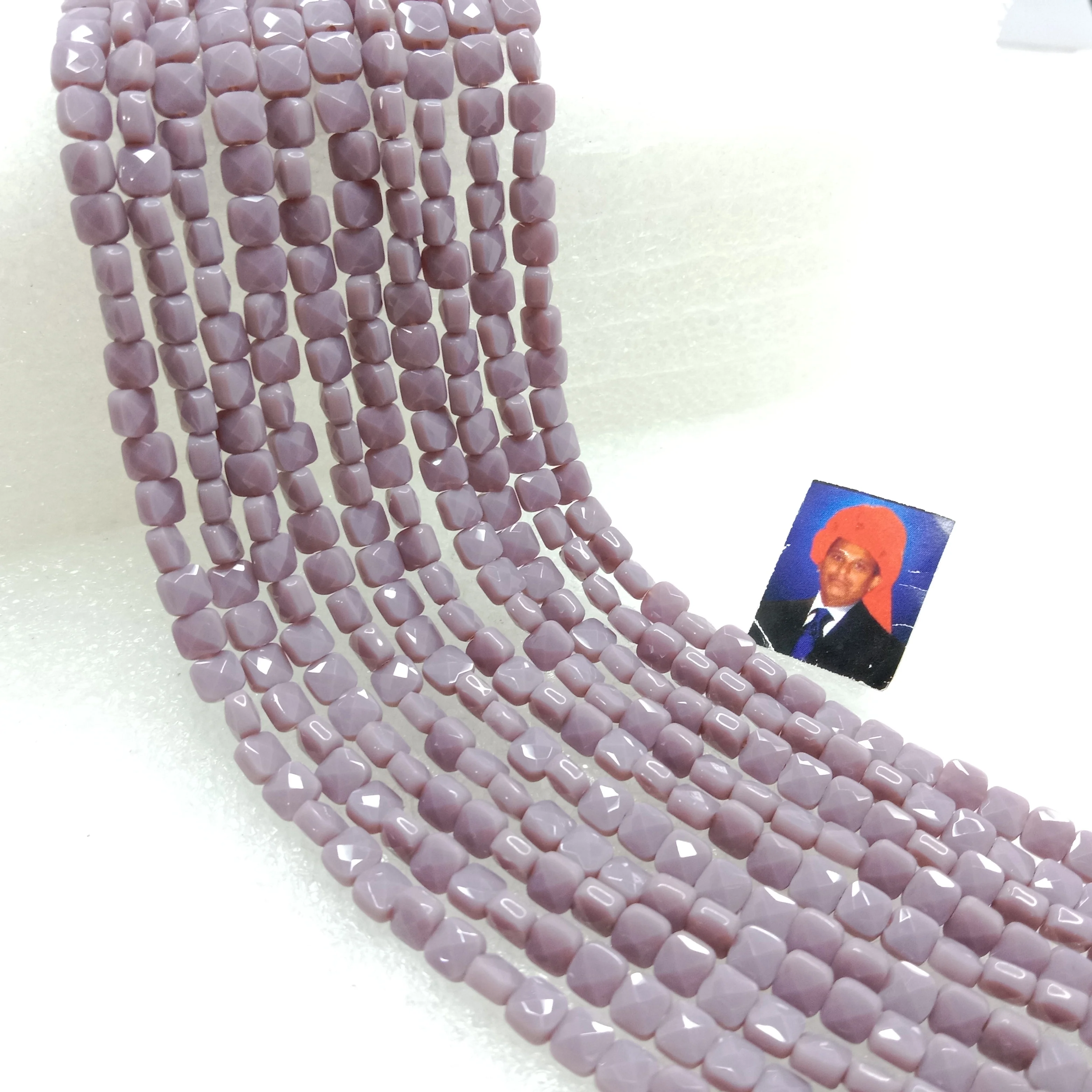 high quality light purple flat  square shape crystal beads 5x5mm 1 string