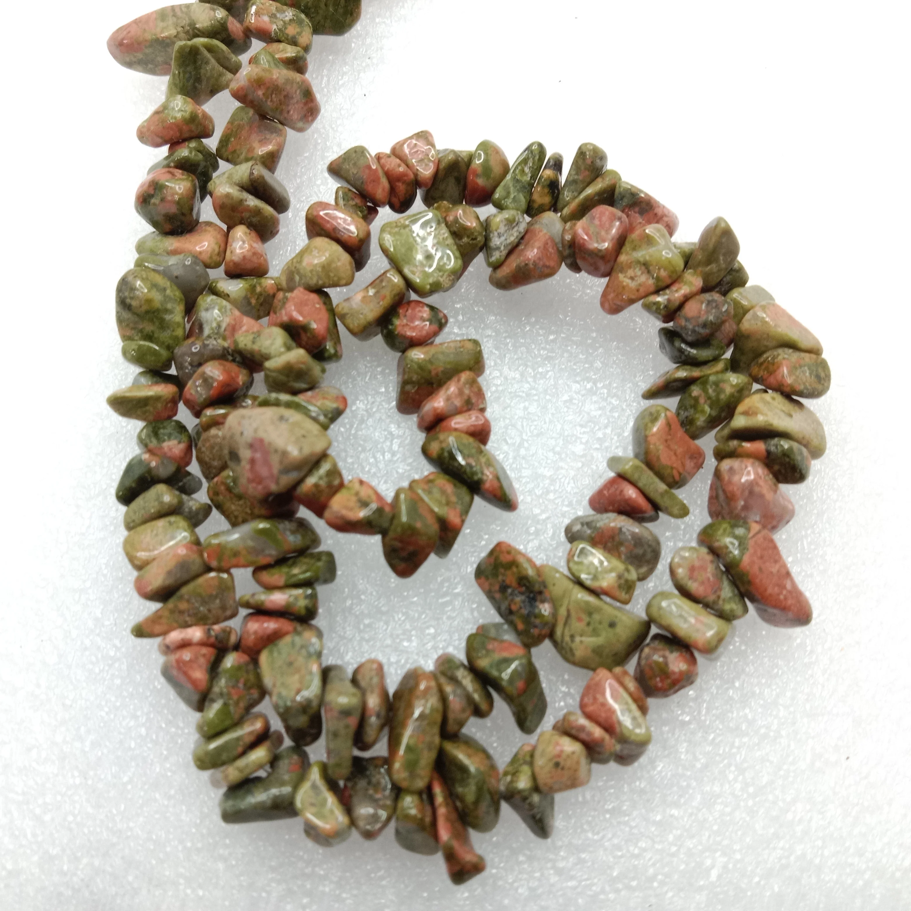 Unakite chip beads Uncut stone beads 1 string