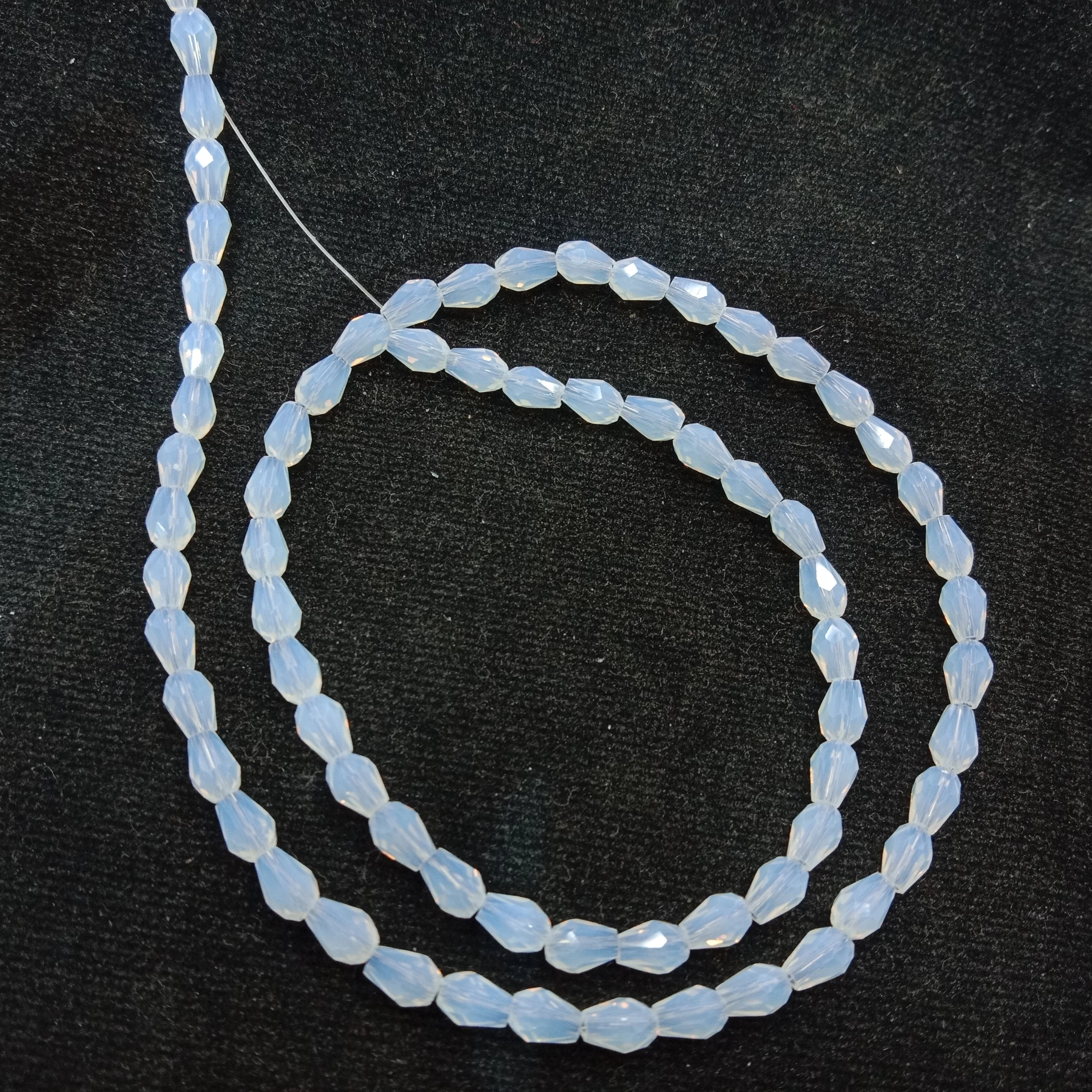 high quality white small drop shape crystal beads 3x4mm 1 string