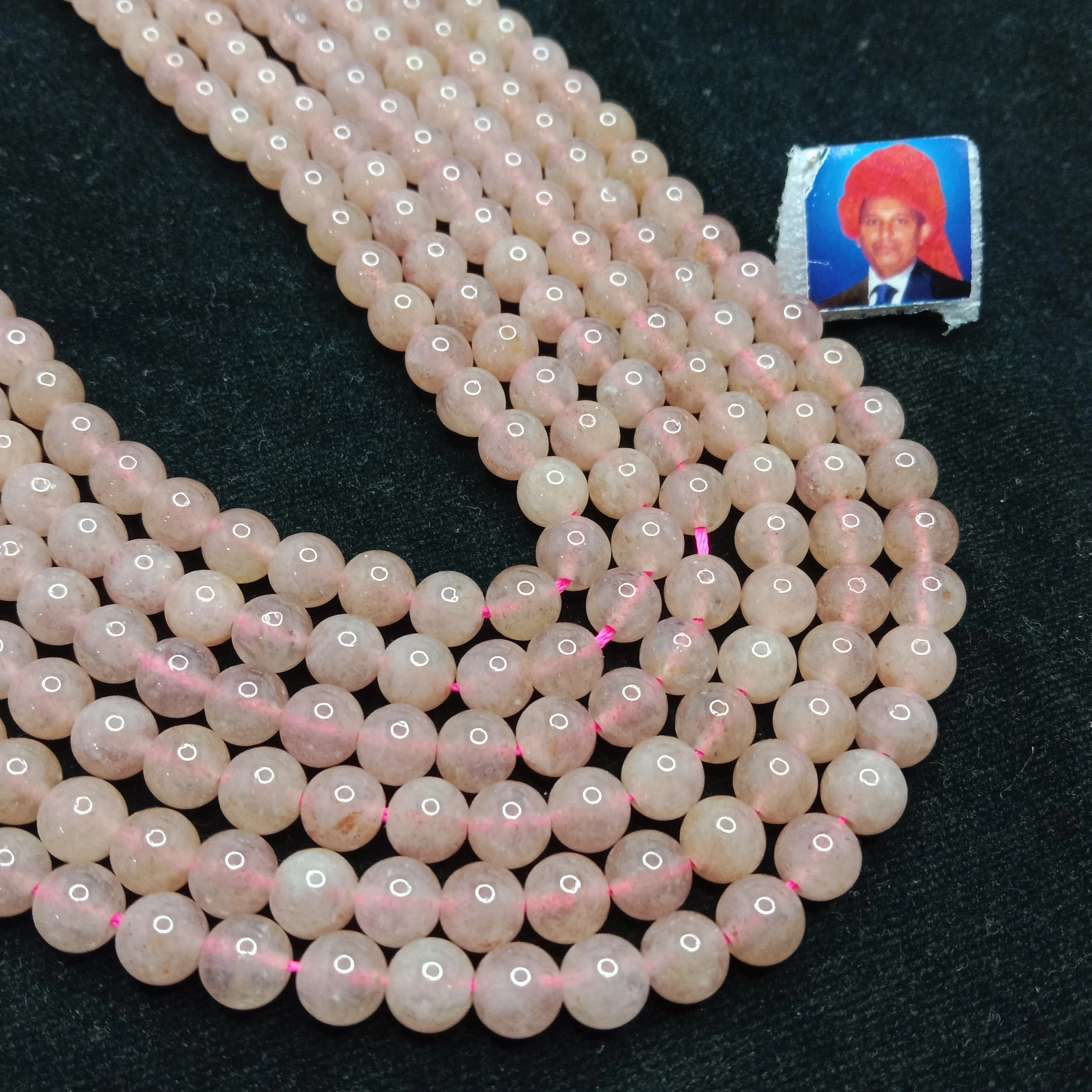 Pink 6mm plan agate beads 1 string
