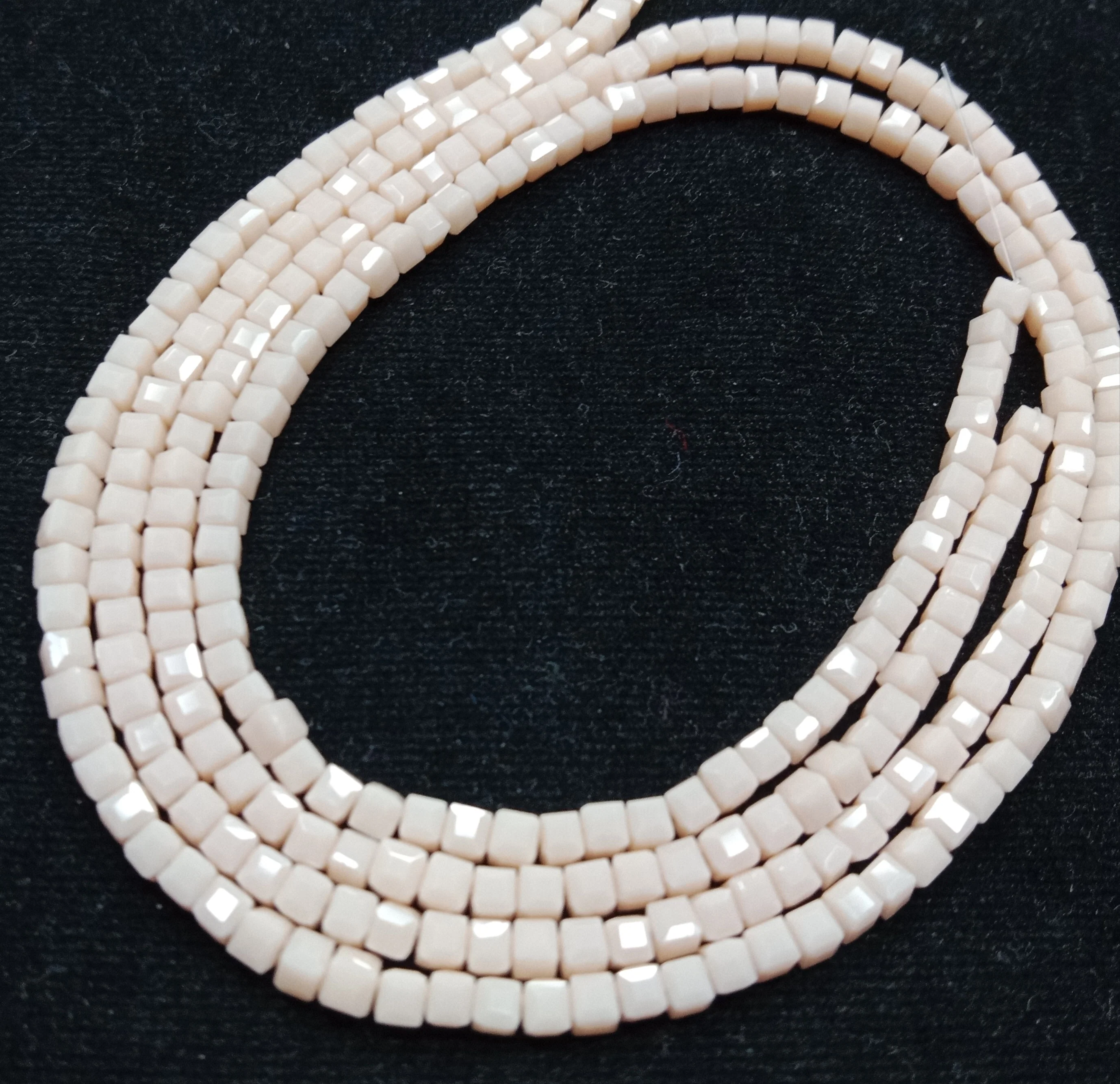 high quality cream colour square shape crystal beads 3mm 1 string