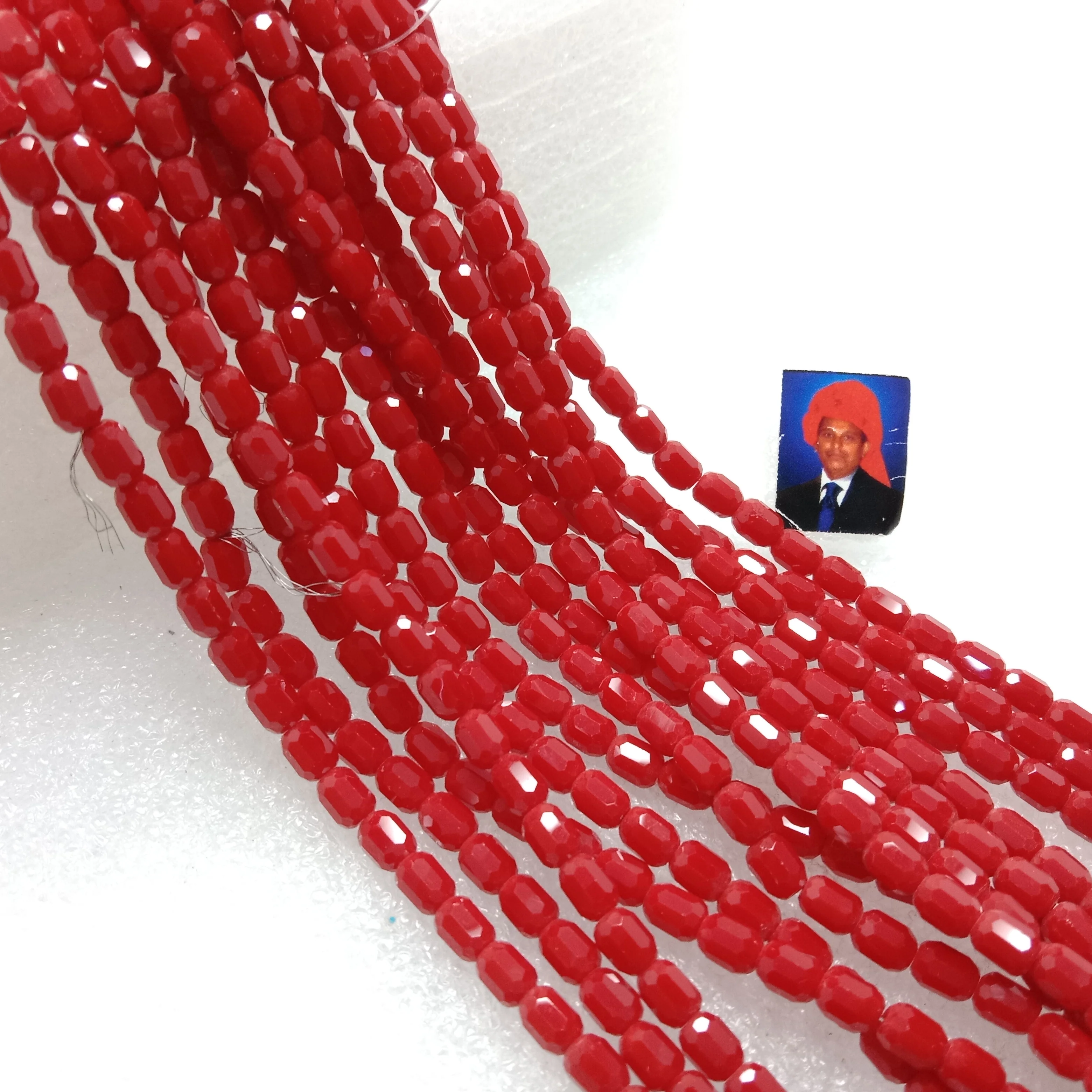 high quality red cylinder shape crystal beads 5x5mm 1 string