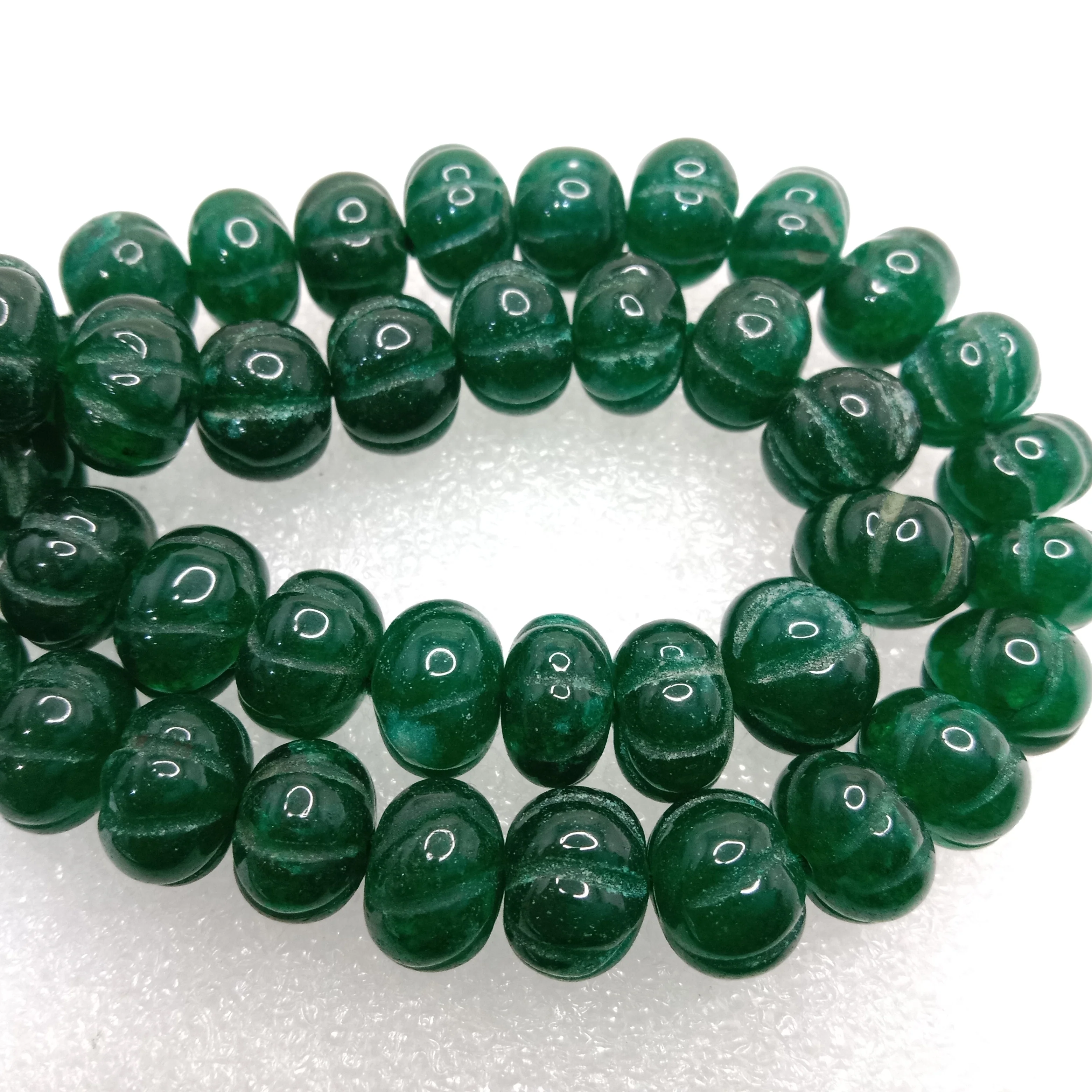 Dark green high quality pumpkin beads 10mm 1 string
