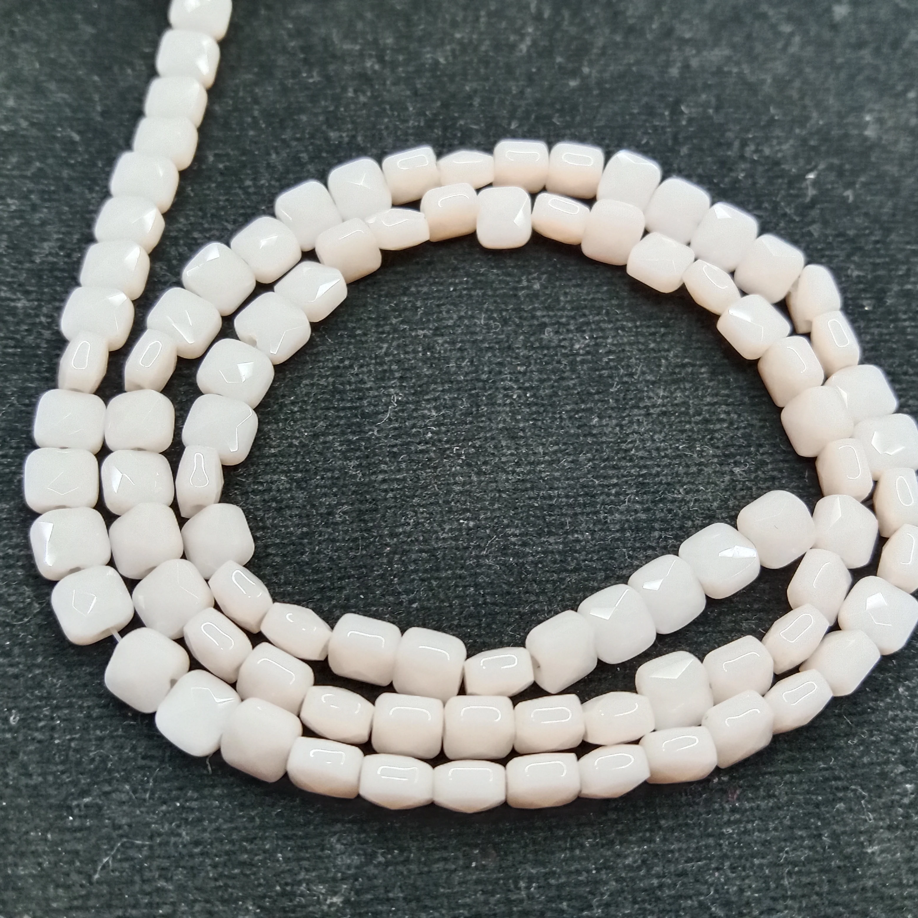 high quality cream flat square shape crystal beads 5x5mm 1 string