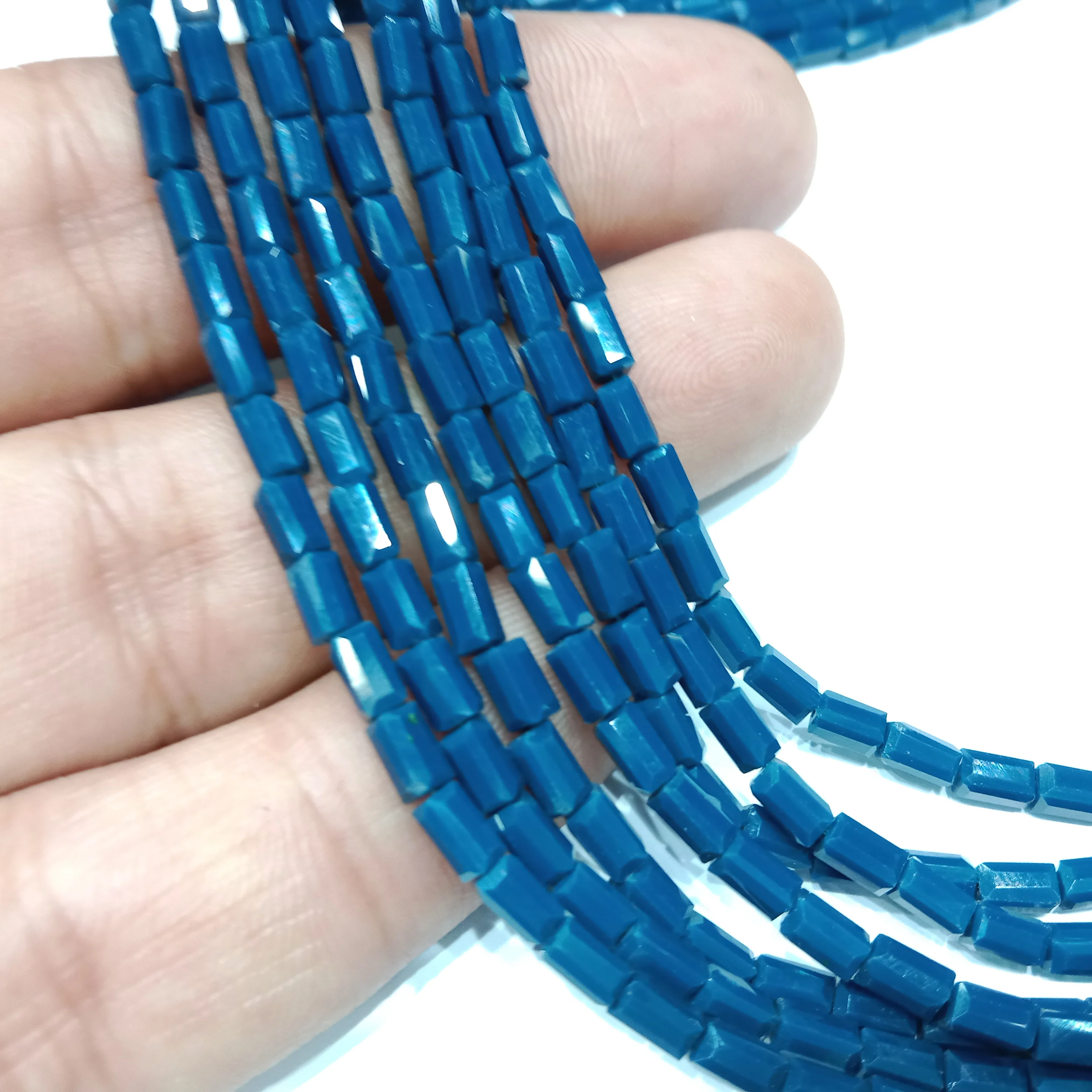 high quality dark blue Retargel shape crystal beads 3x6mm 1 string