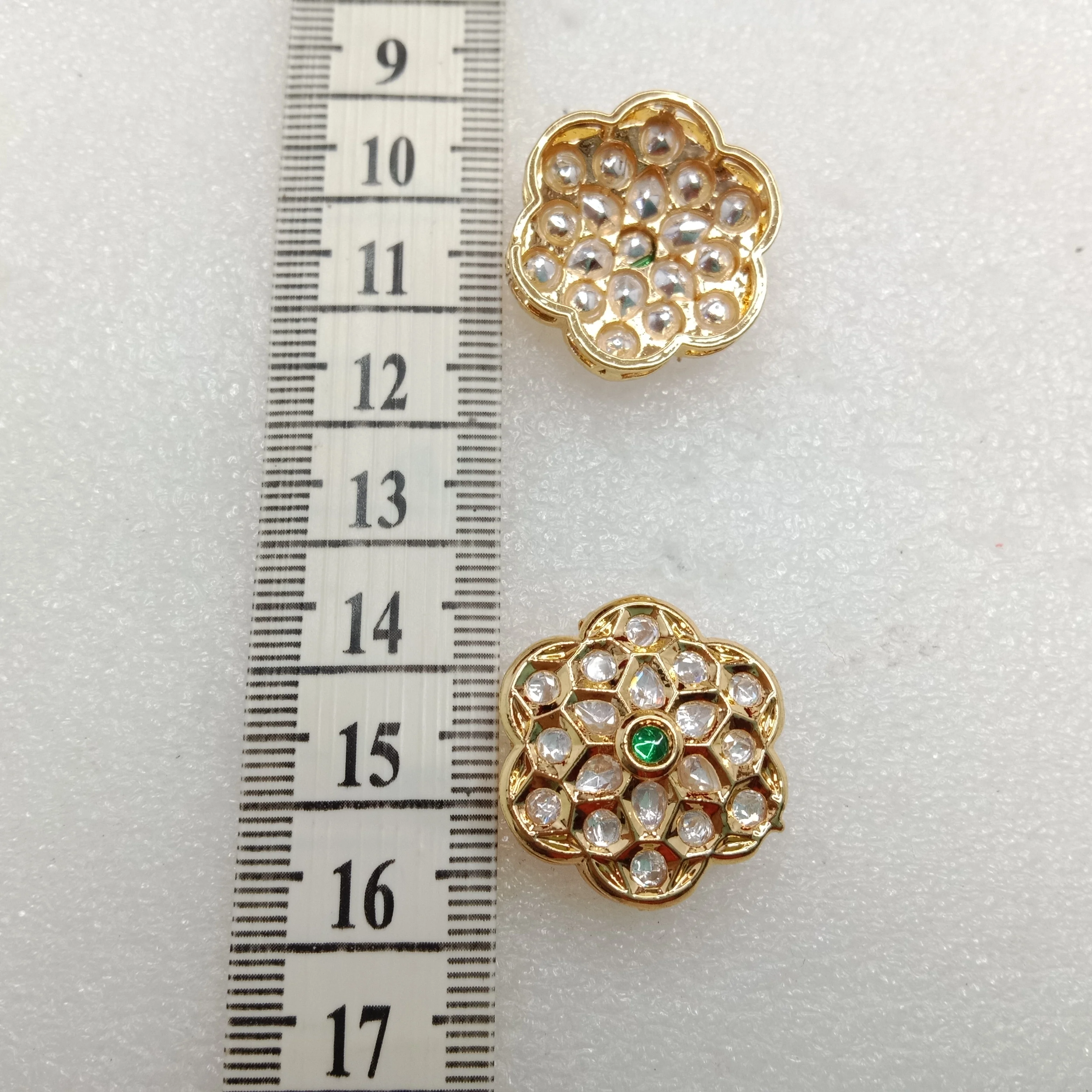 Dark green (4pcs) high quality  flower shape kundan connectors 21mm(2cm)
