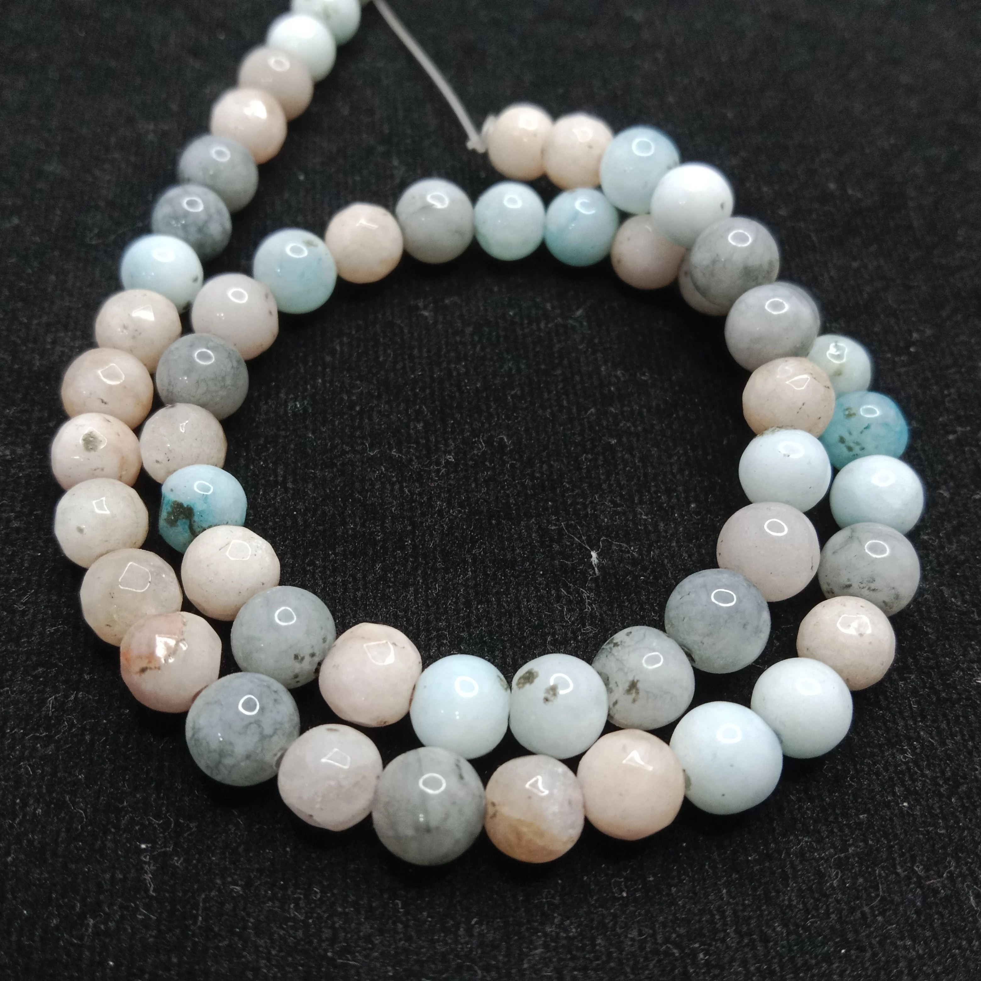 Shaded blue 6mm plan agate beads 1 string