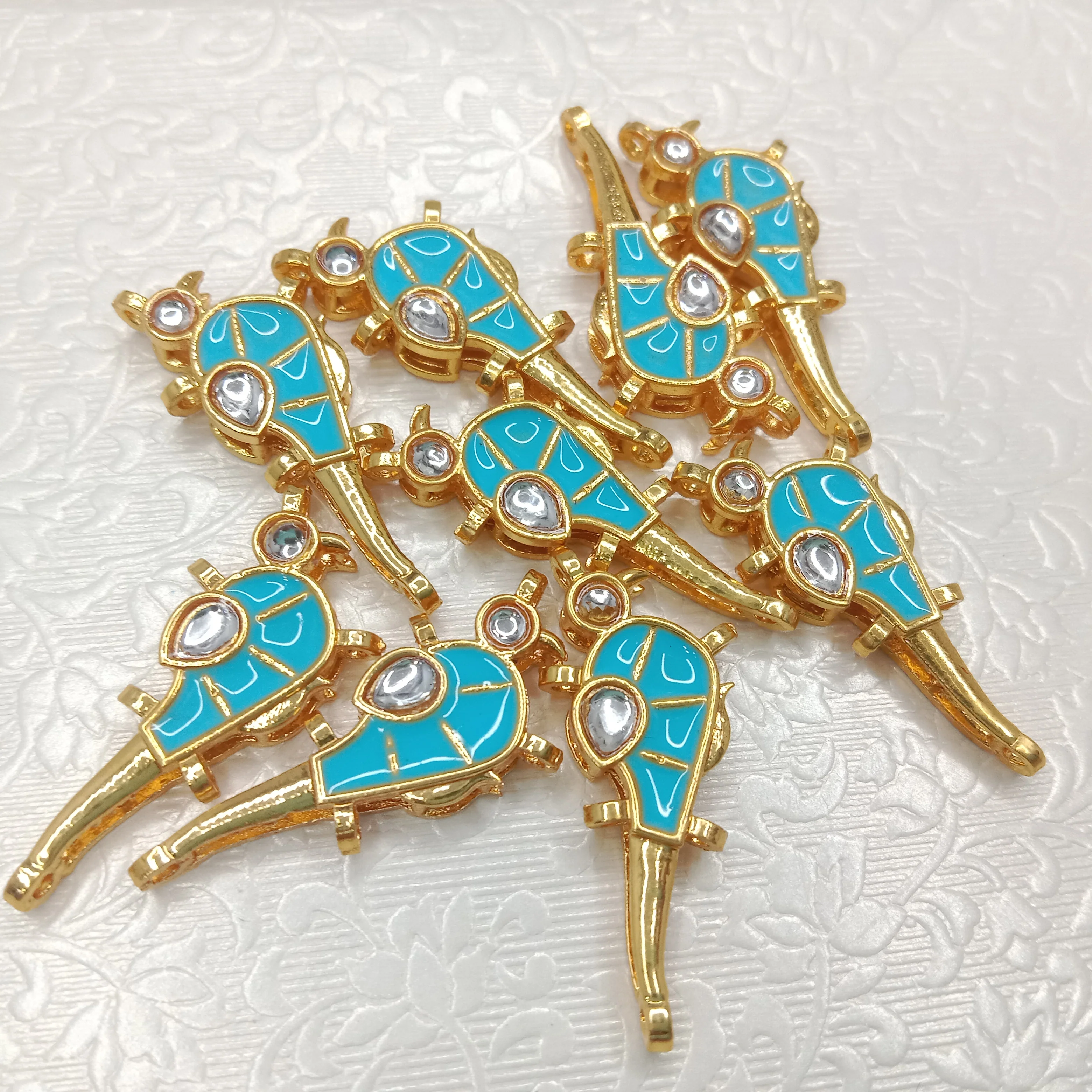 Meenakari parrot design kundan connectors 20pcs