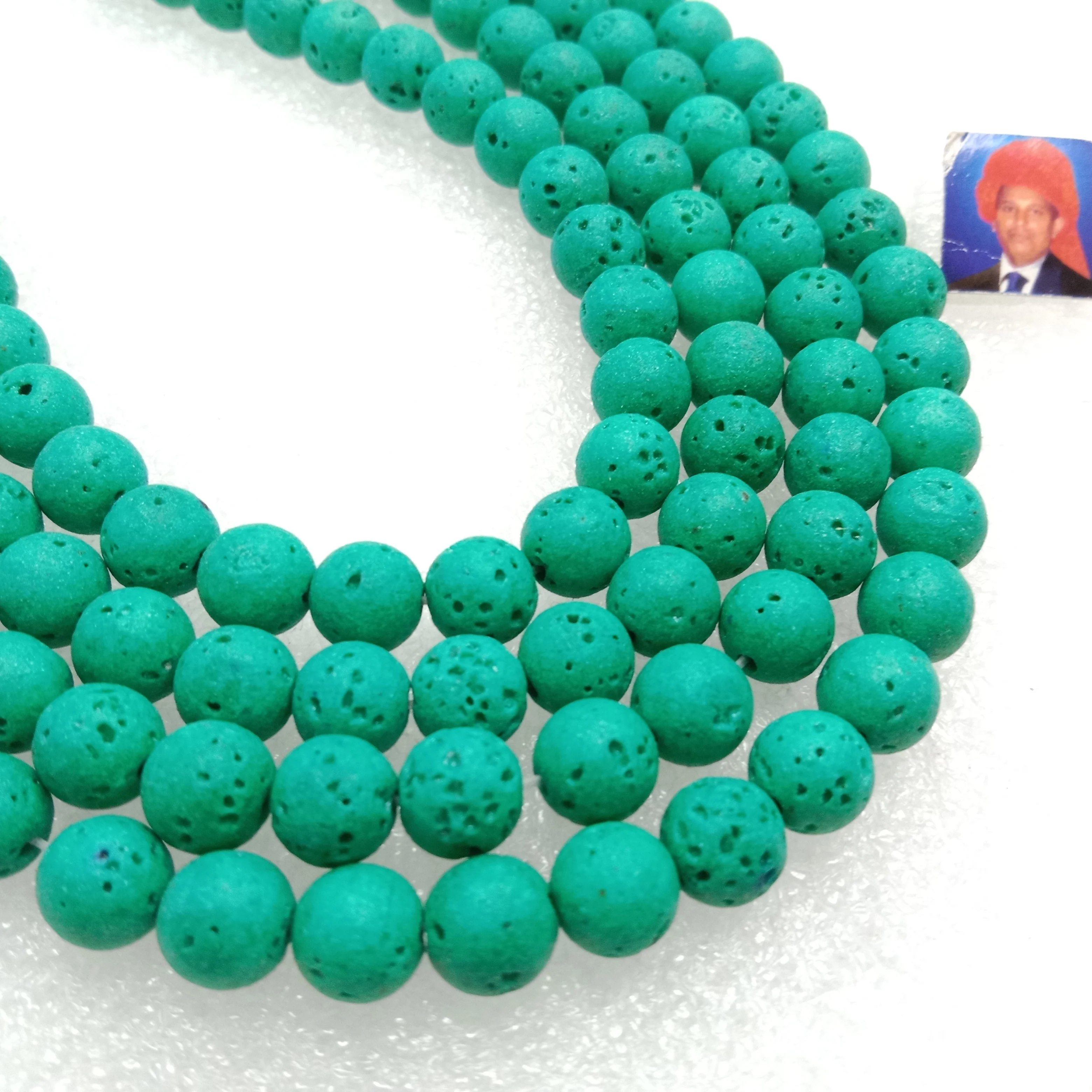 Sea Green volcanic round shape lava beads 8 mm 1 string