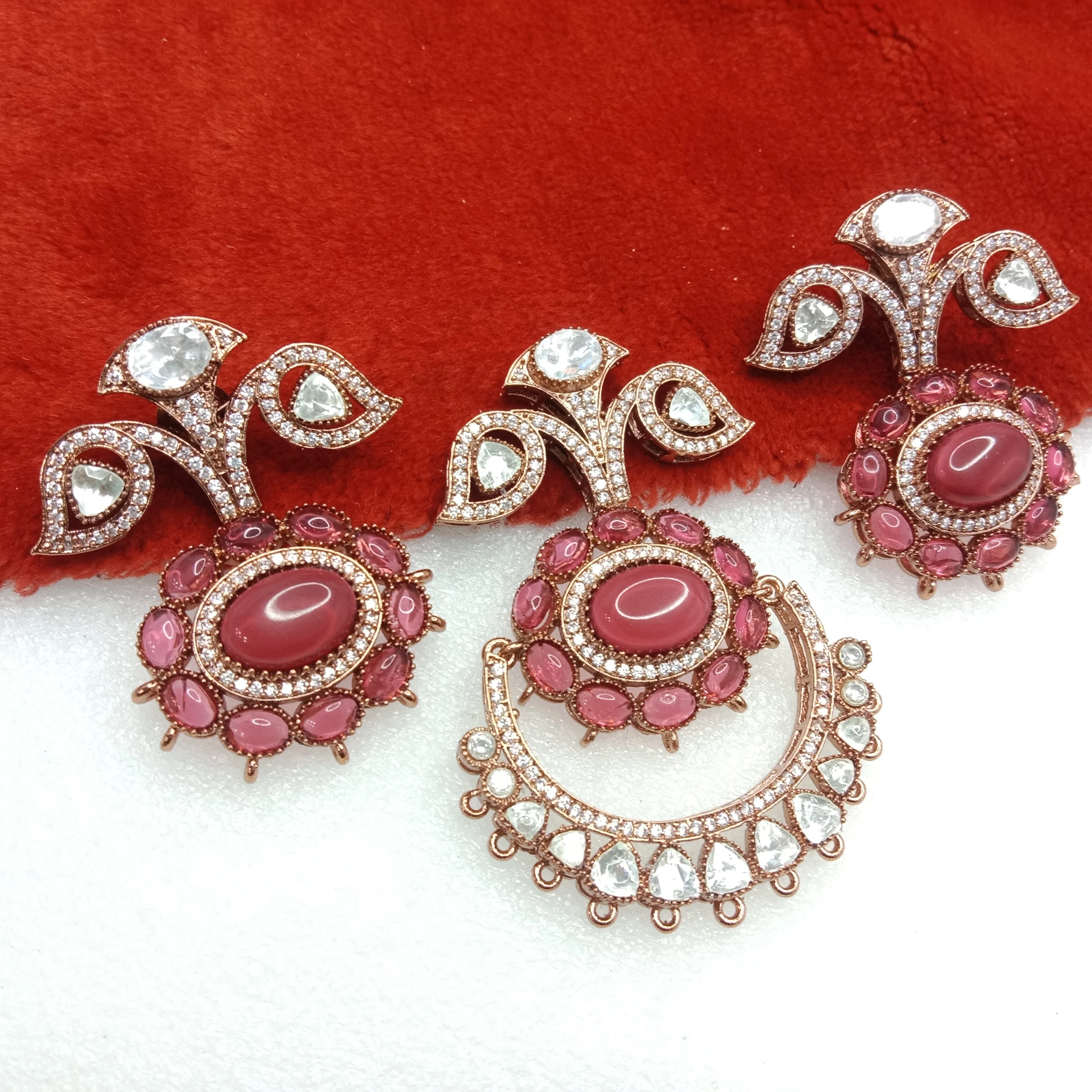 Ruby (1set) high quality rose gold pendant set (3 inches approx)